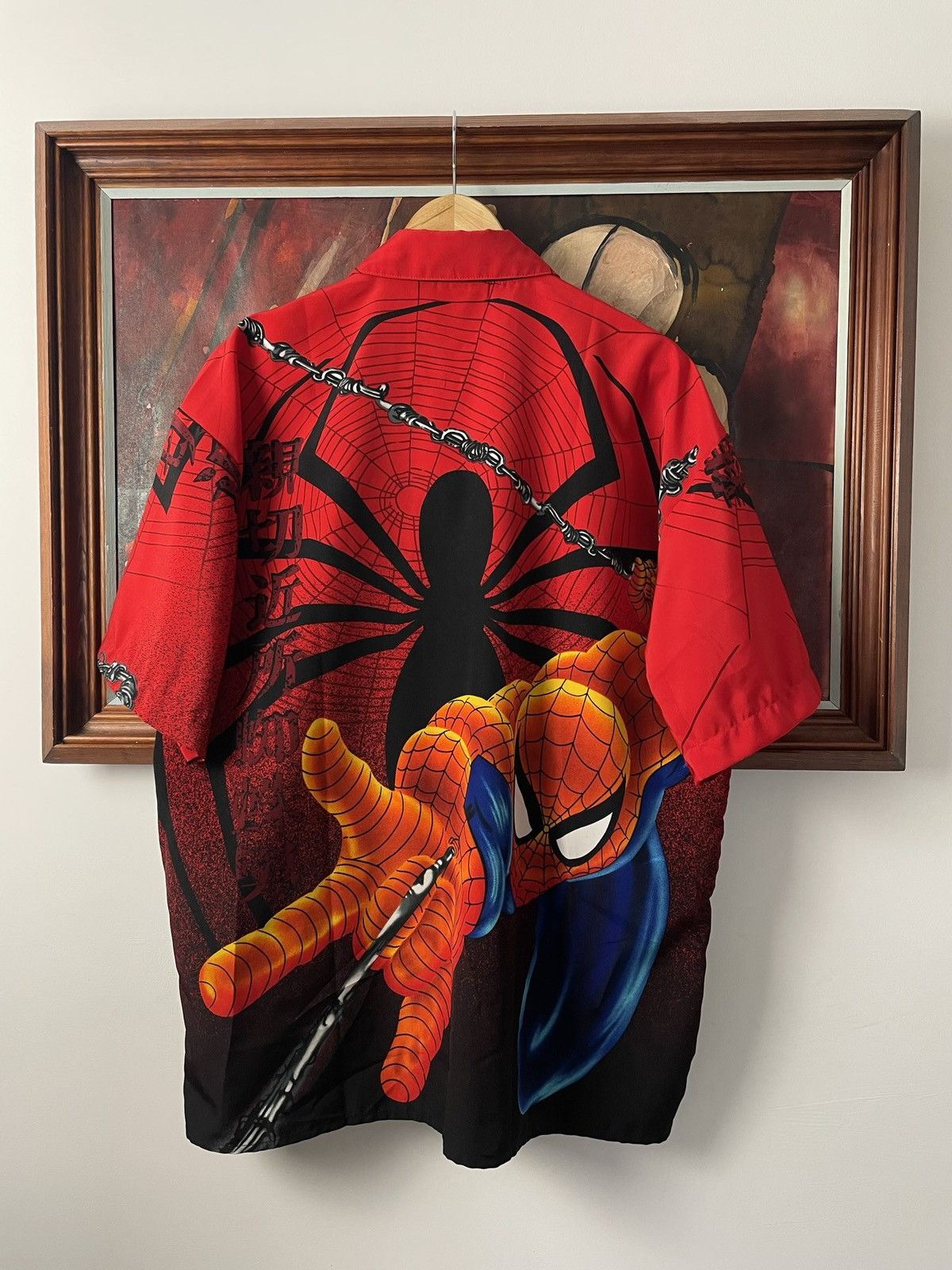 Vintage Y2k Spider-Man Button Up Shirt Avant Garde Japanese