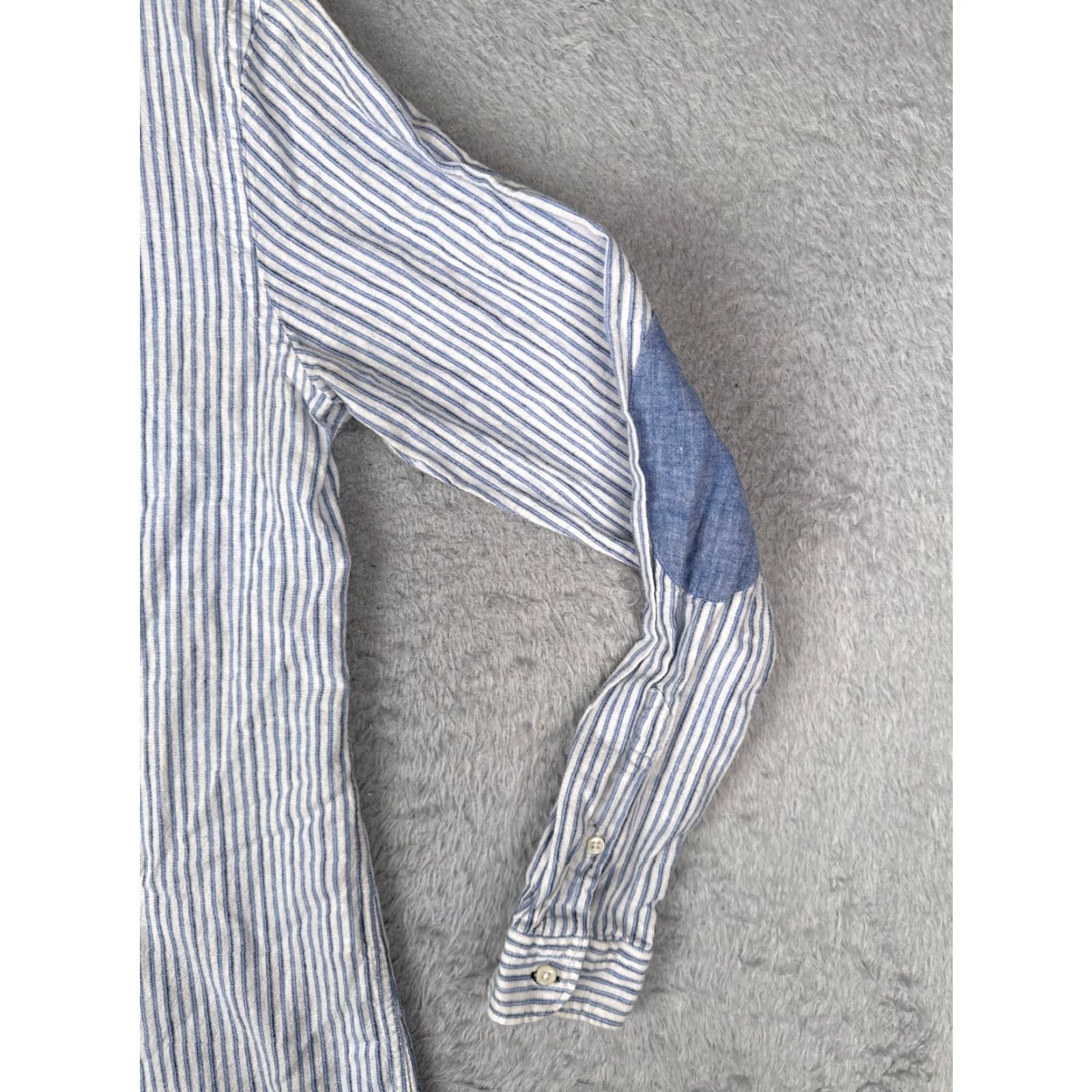 Zara Zara Shirt Women Medium Blue Stripe Button-Up Striped Slim Fit Size M / US 6-8 / IT 42-44 - 2 Thumbnail