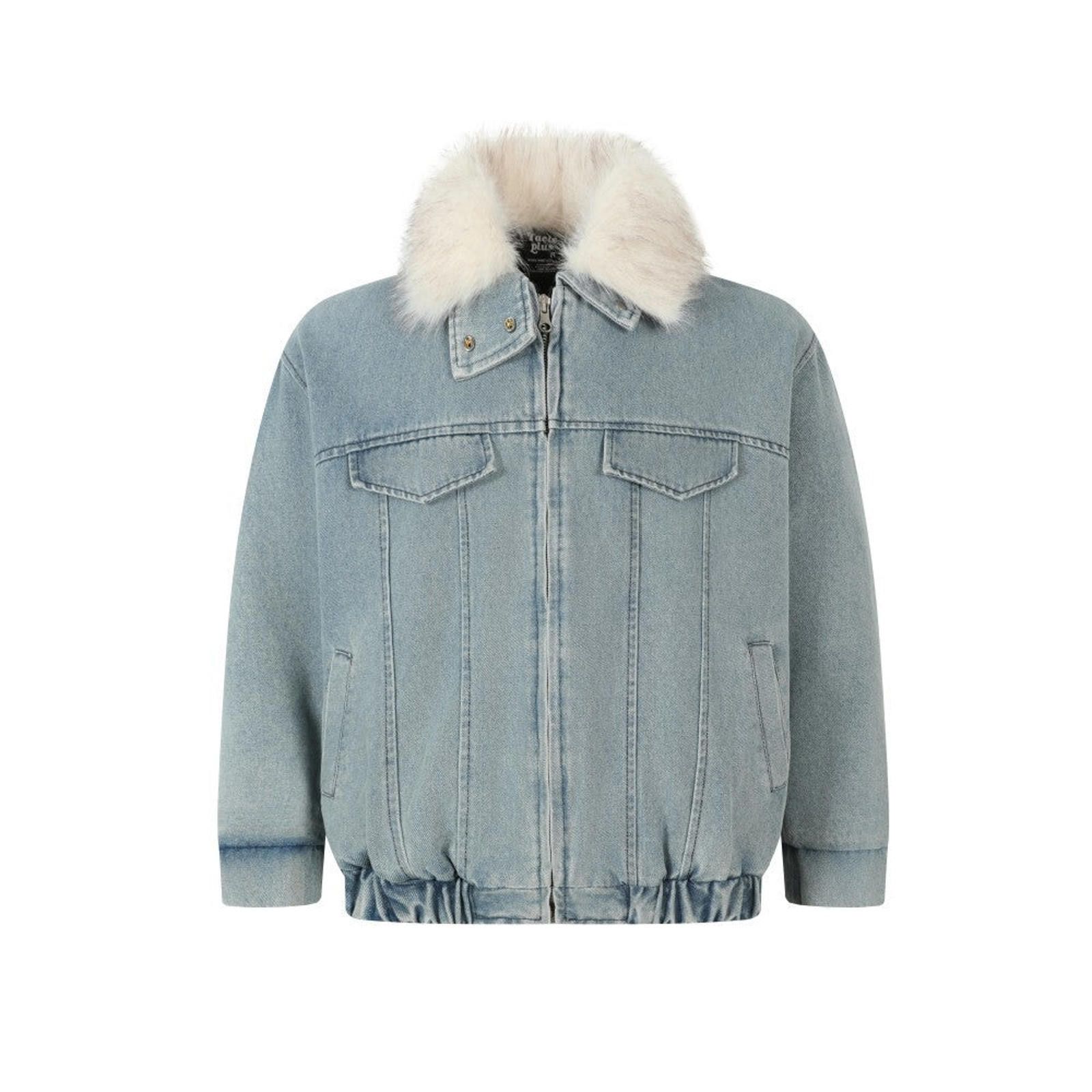 Vintage Light Blue Faux Fur Collar Denim Jacket, Relaxed Fit Size US M / EU 48-50 / 2 - 6 Thumbnail