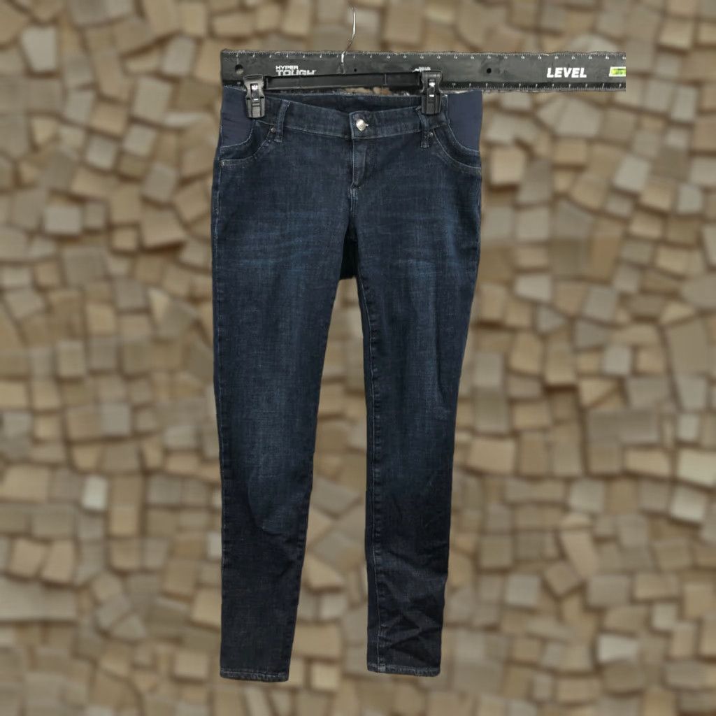 Gap Gap 1969 Maternity True Skinny Jeans Size 29 Womens Dark Wash Blue Denim 5-Pocket Belt Loops Zipper Button Slim Fit Cotton Jeans - Womens Size 29" - 1 Thumbnail