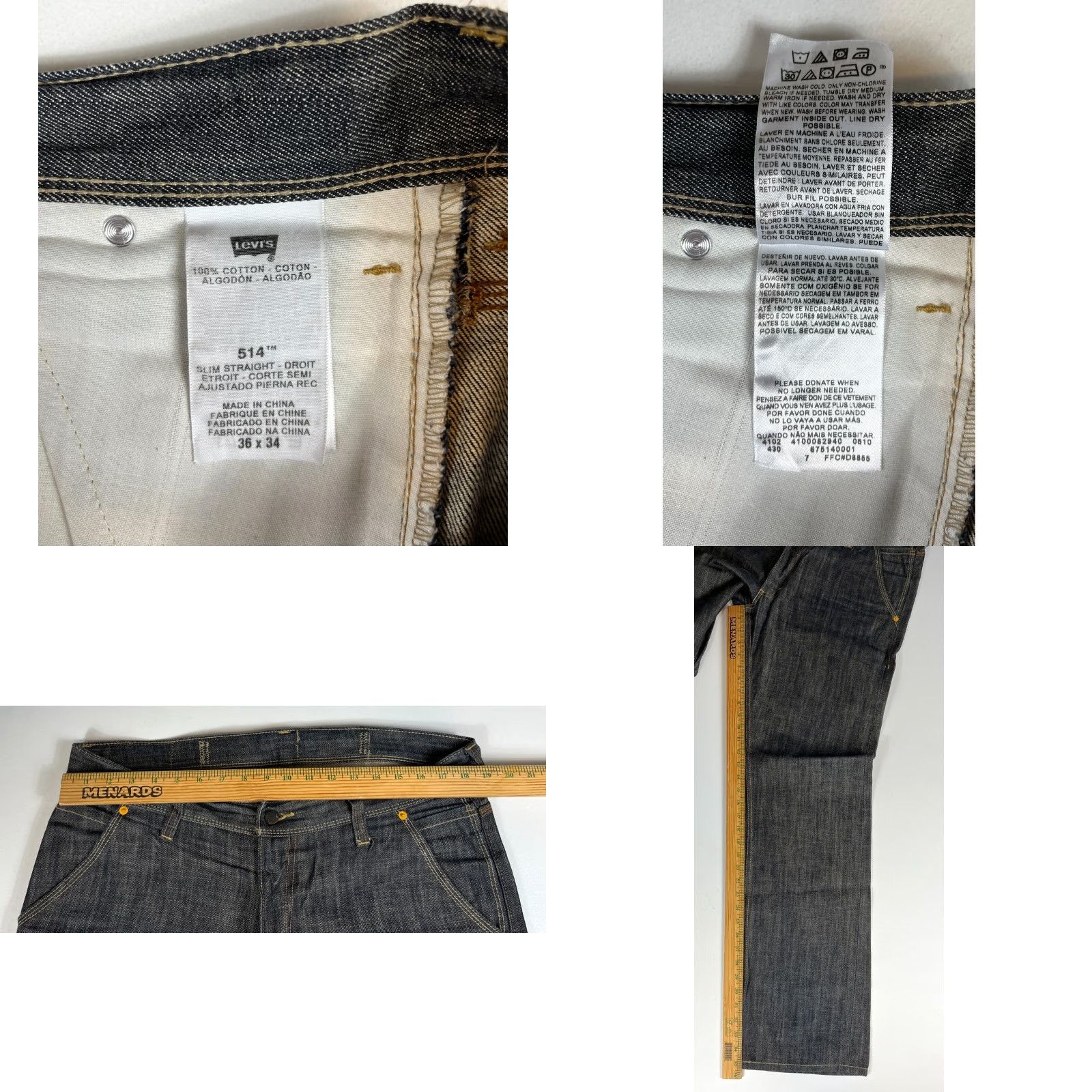 Levi's Levi's 514 Slim Straight Jeans 36x34 Men Denim Blue Gray Cotton Zip Inseam 34 36 Size US 36 / EU 52 - 8 Thumbnail