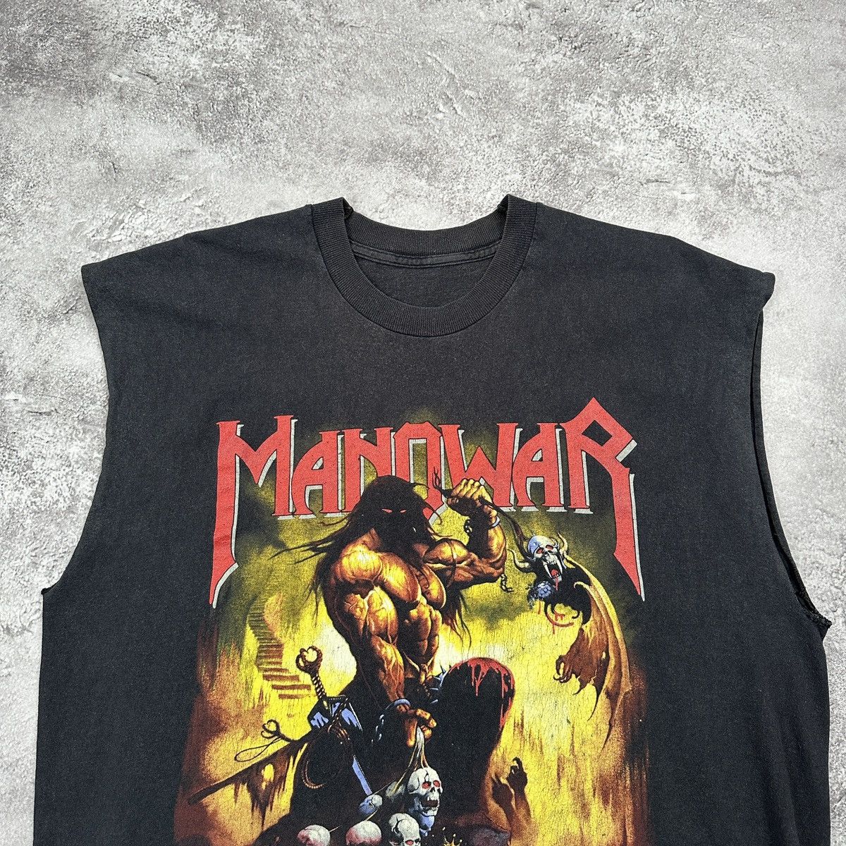 Band Tees Vintage Manowar 1997 T-Shirt Hell On Wheels Tour Sleeveless Size US M / EU 48-50 / 2 - 3 Thumbnail