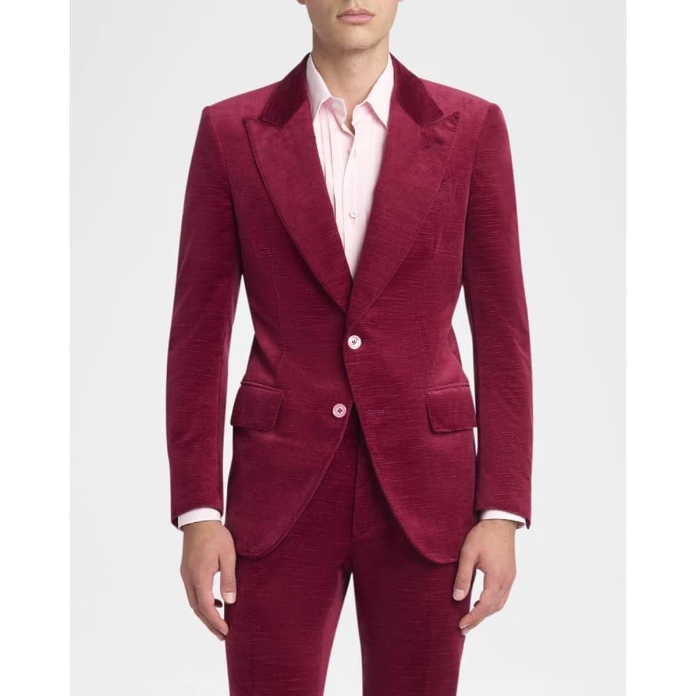 Tom Ford o1loc1c1125 JLPP01 Dyllan Ridged Velvet Jacket in Dark Red Size US M / EU 48-50 / 2 - 2 Thumbnail