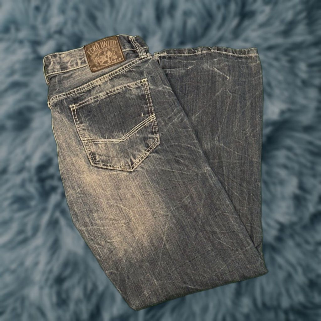 Ecko Unltd. VINTAGE Ecko UNLTD Baggy Jeans Mens 38x30 Grunge Hip Hop Skater Y2K Wide-Leg Blue VTG Size US 38 / EU 54 - 1 Thumbnail