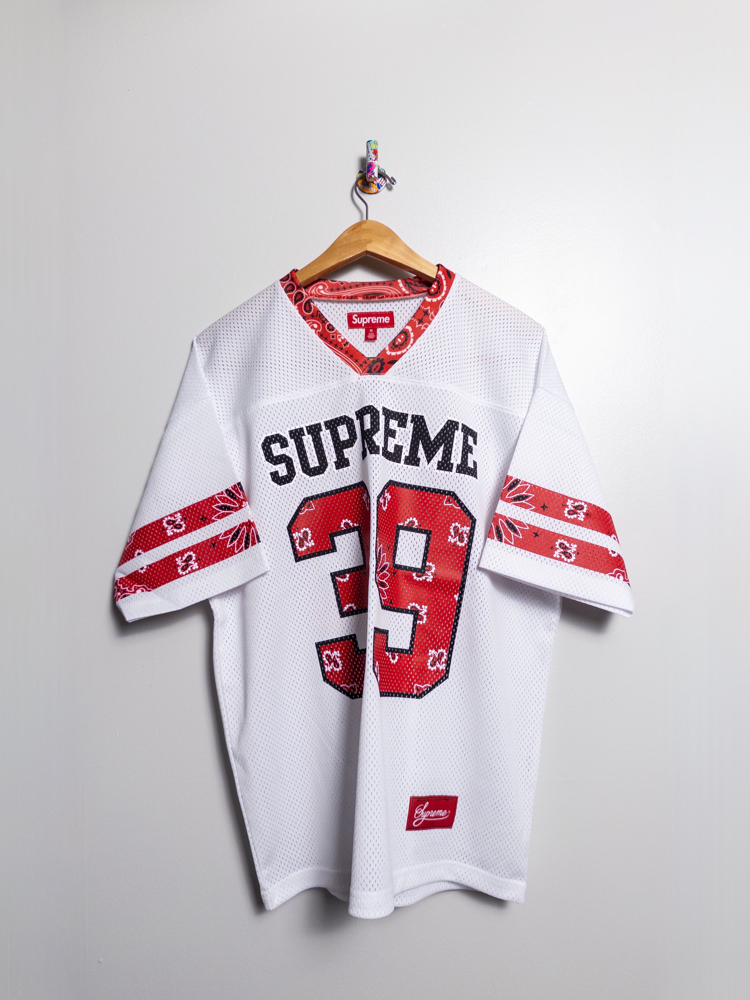Streetwear × Supreme × Vintage Supreme Bandana Jersey White | Grailed