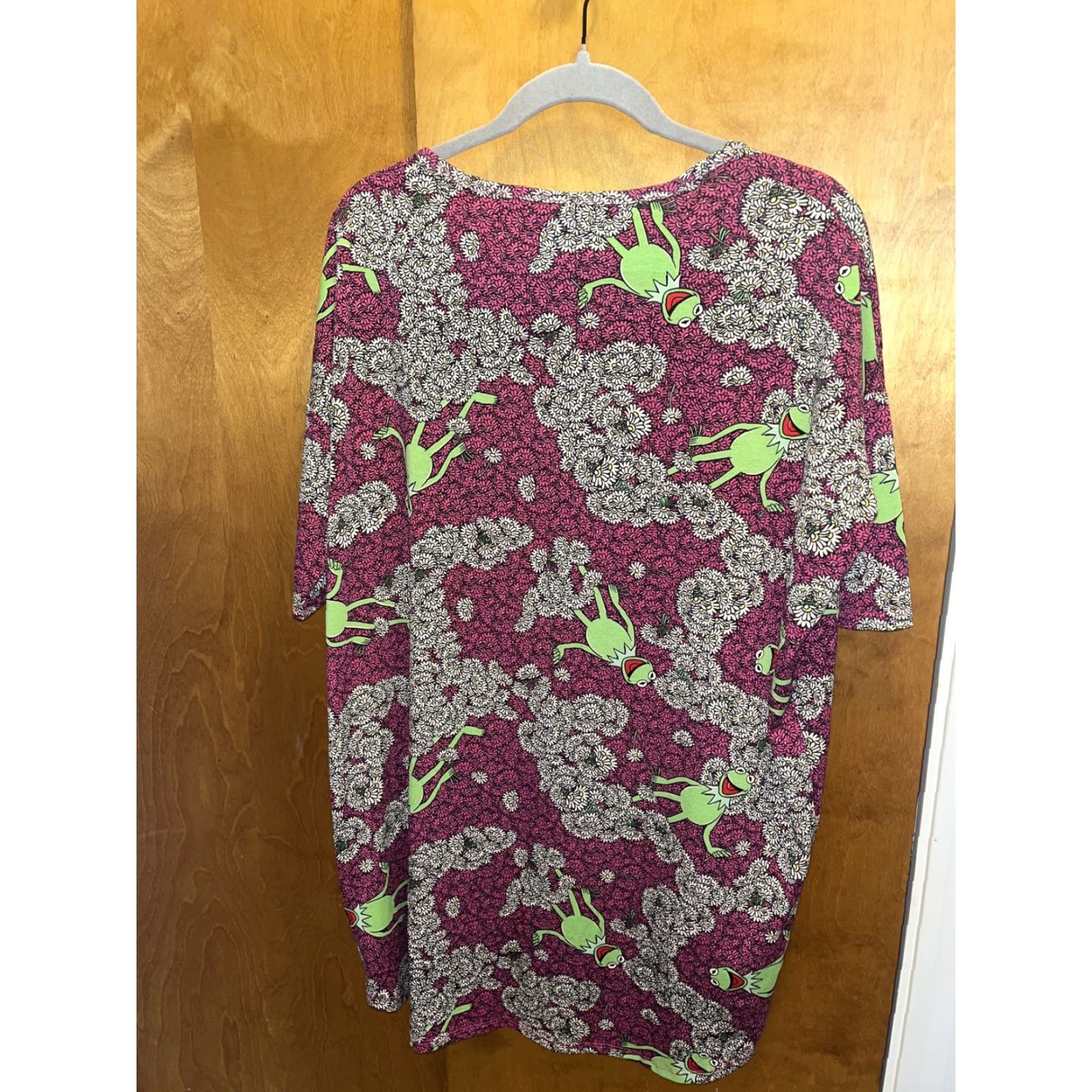 Vintage LuLaRoe Disney Irma Pink Medium Kermit the Frog Floral Tunic T-Shirt Womens M Size M / US 6-8 / IT 42-44 - 5 Thumbnail