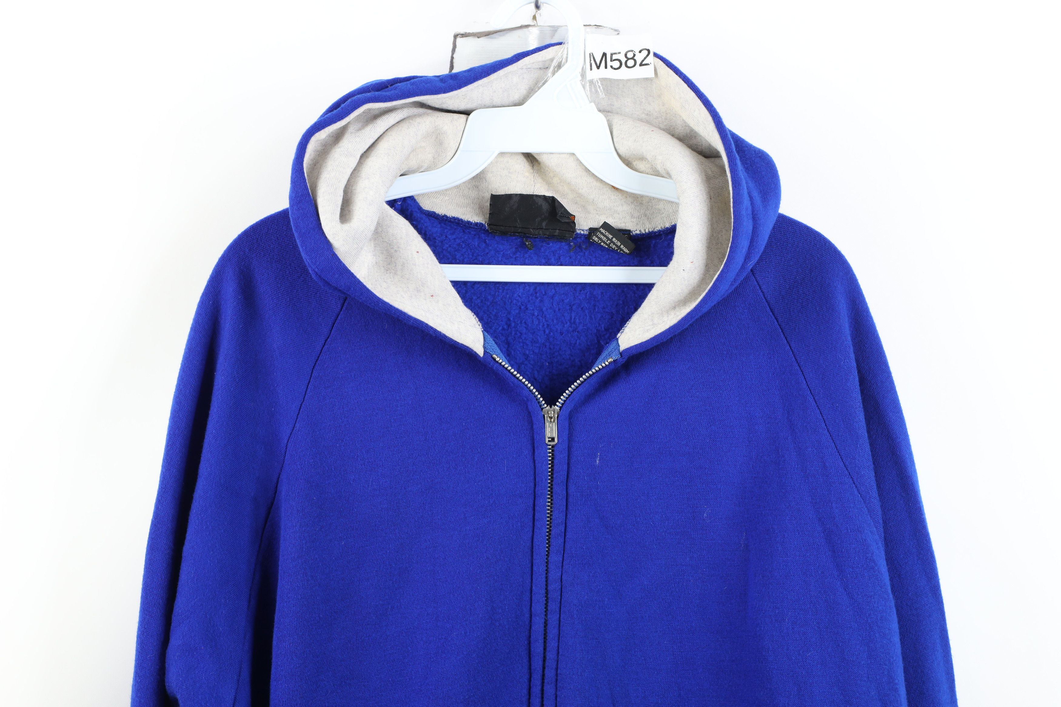 Vintage Vintage 70s Streetwear Blank Full Zip Hoodie Sweatshirt Blue Size US XL / EU 56 / 4 - 2 Thumbnail