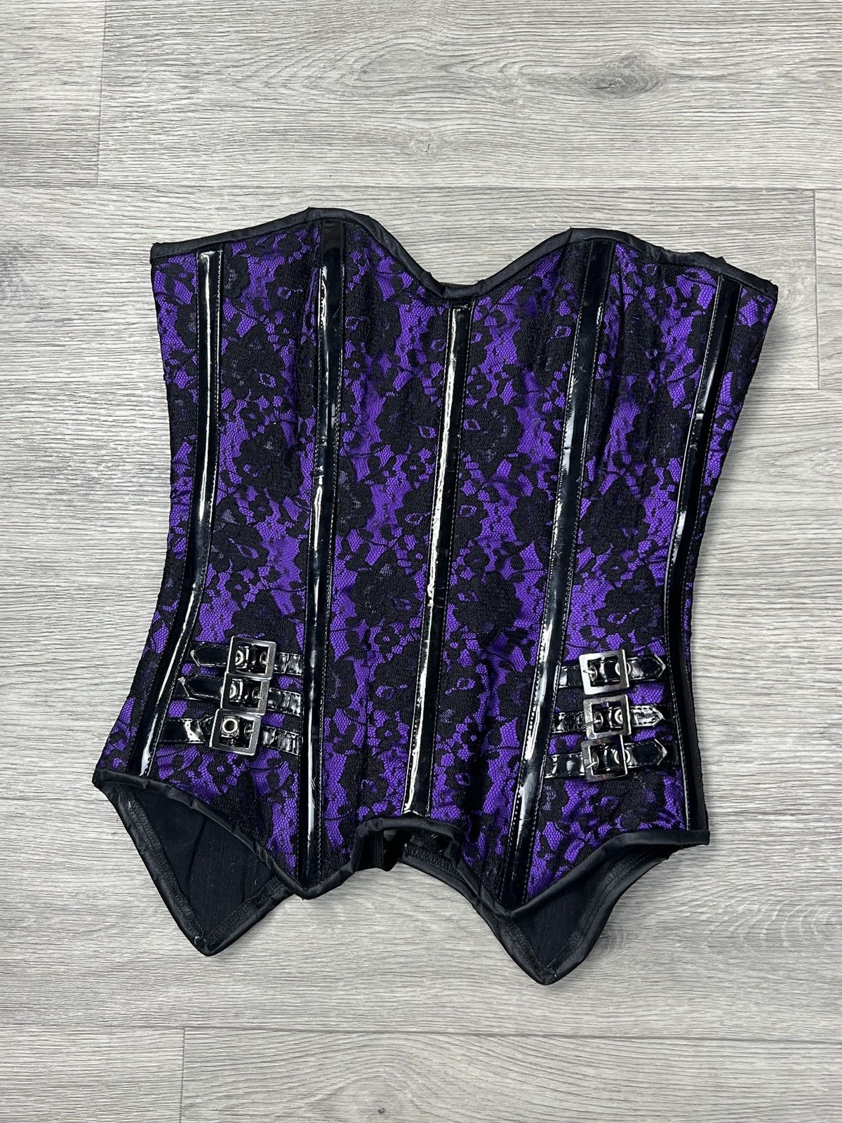 Other Sacrifice Purple Black Lace Overbust Goth Corset Top S Size S / US 4 / IT 40 - 1 Thumbnail