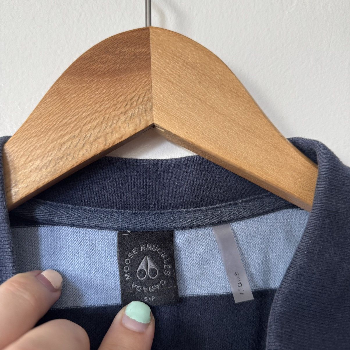 Moose Knuckles Moose Knuckles baby blue/navy blue striped polo shirt Size US S / EU 44-46 / 1 - 3 Thumbnail