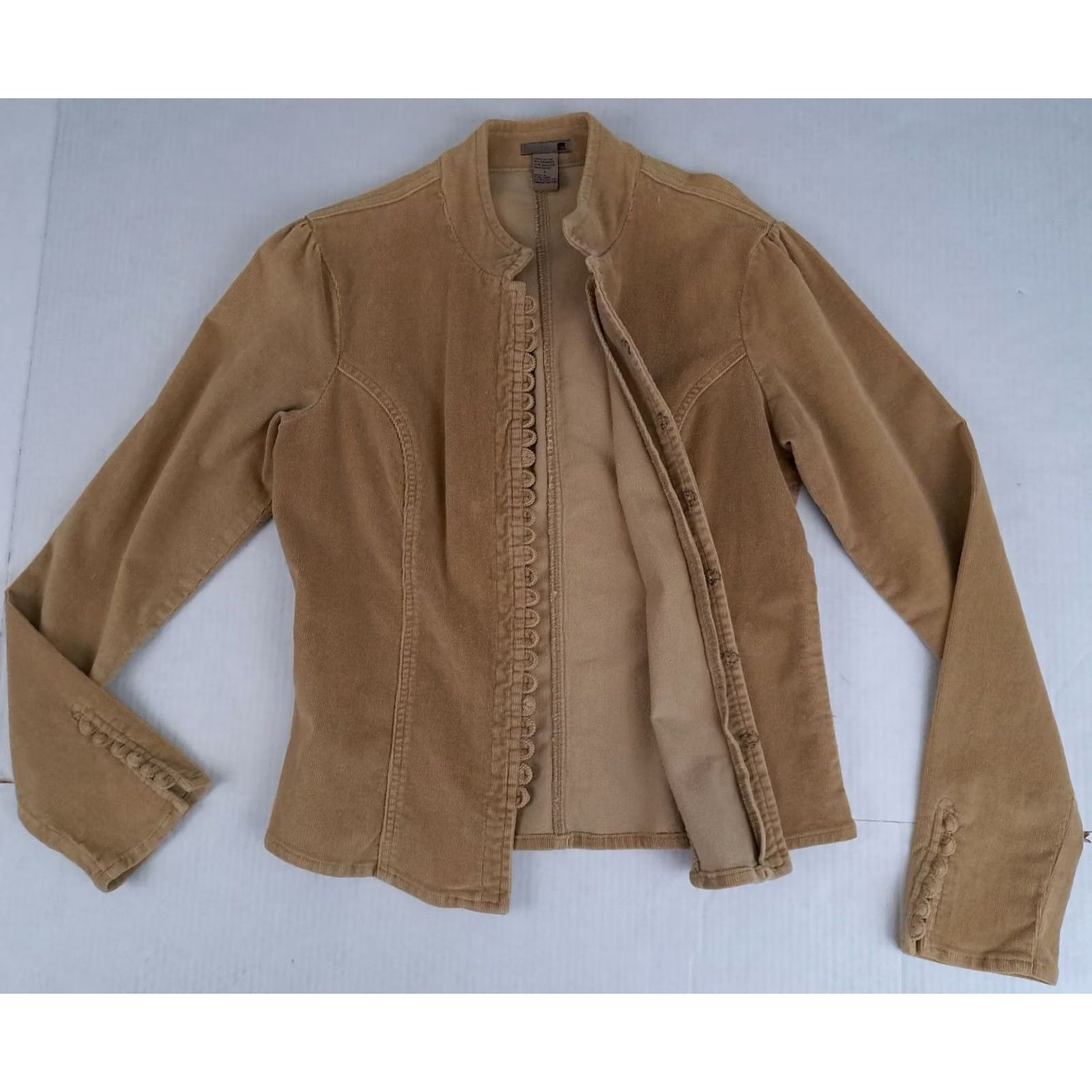 JCPenney Vintage Corduroy Cotton Tan Loop&Hook Button Woman Blazer Size L / US 10 / IT 46 - 4 Thumbnail