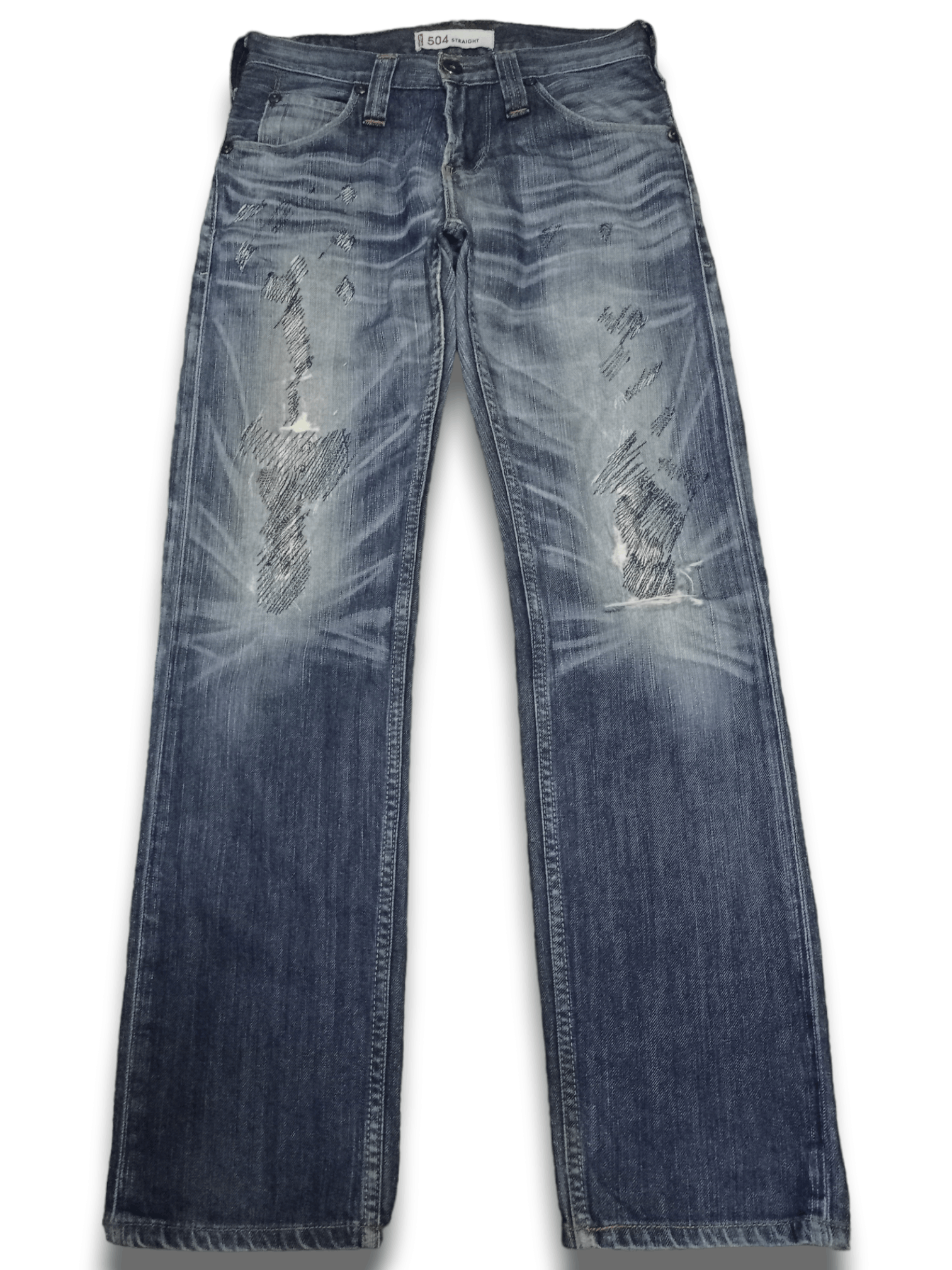 image of Distressed Denim x Levis Vintage 90's Levis 504 Blue Wash Distressed Rework Jeans, Men's (Size 31)