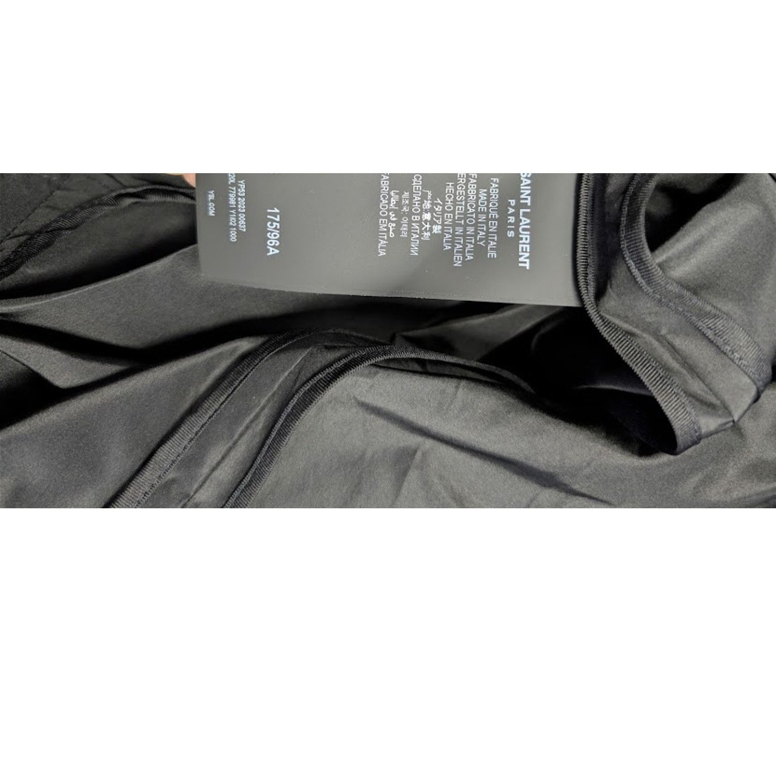 Saint Laurent Paris o1rshd1 Double-Breasted 6-Button Taffeta Coat in Black Size US L / EU 52-54 / 3 - 17 Thumbnail