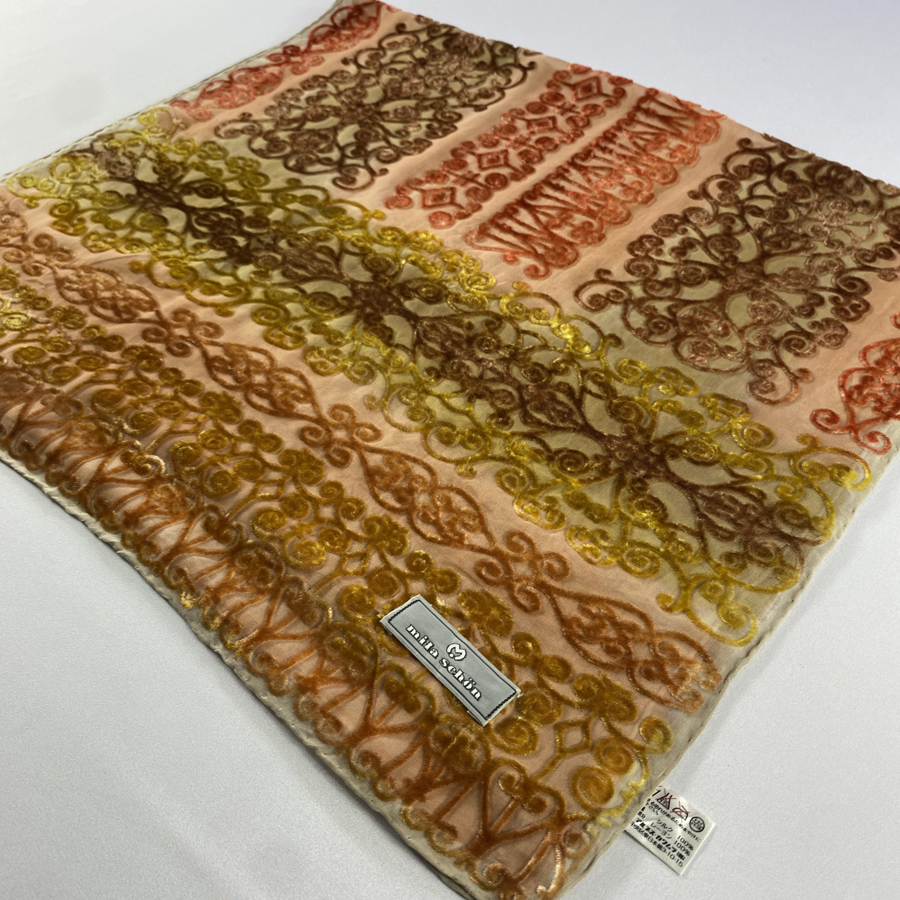 Japanese Brand × Mila Schon × Vintage Vintage Mila Schon Silk Scarf Hand Rolled Floral SS058 Size ONE SIZE - 3 Thumbnail