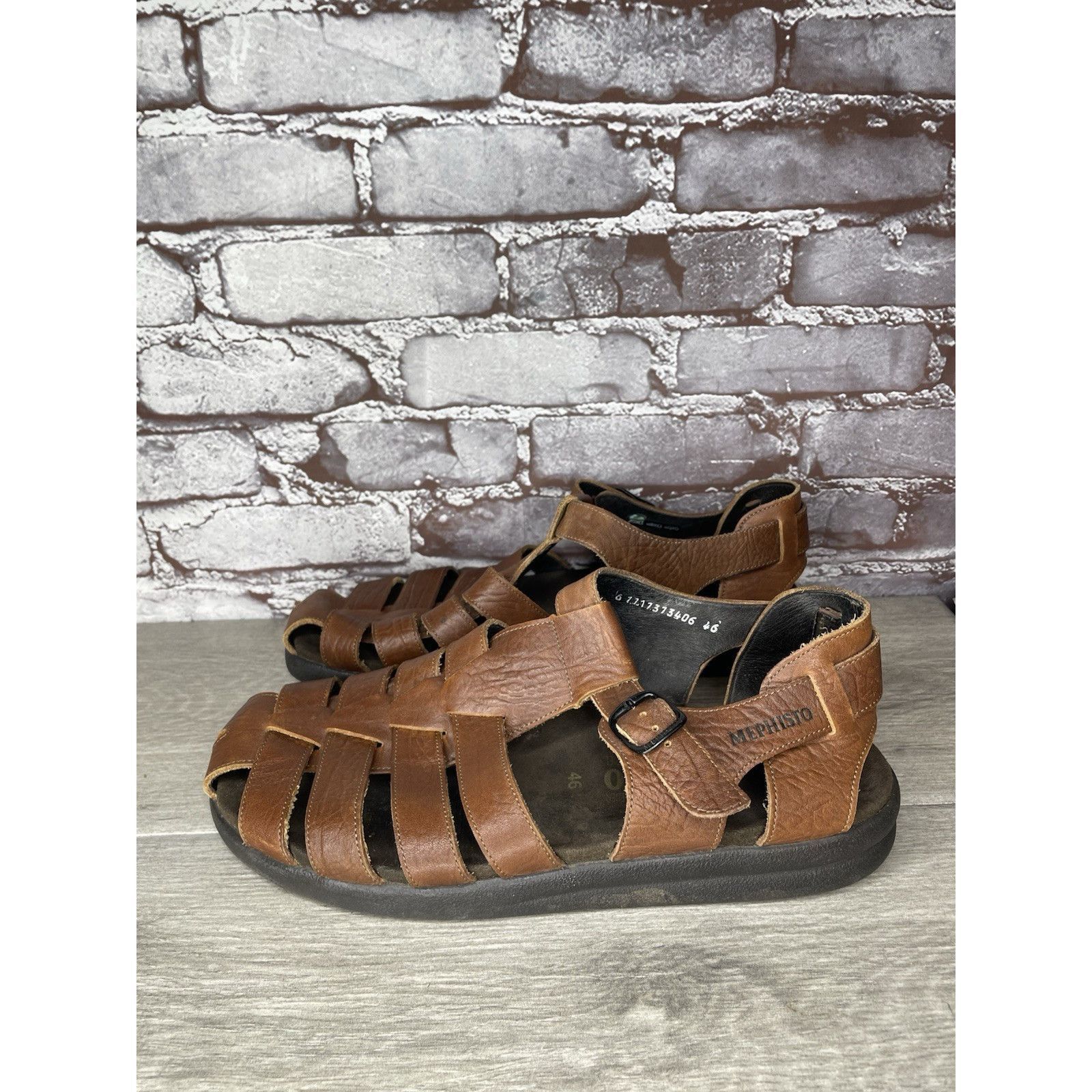 Mephisto MEPHISTO 4x Shock Brown Leather Fisherman Casual Strap Sanda Size US 13 / EU 46 - 17 Thumbnail