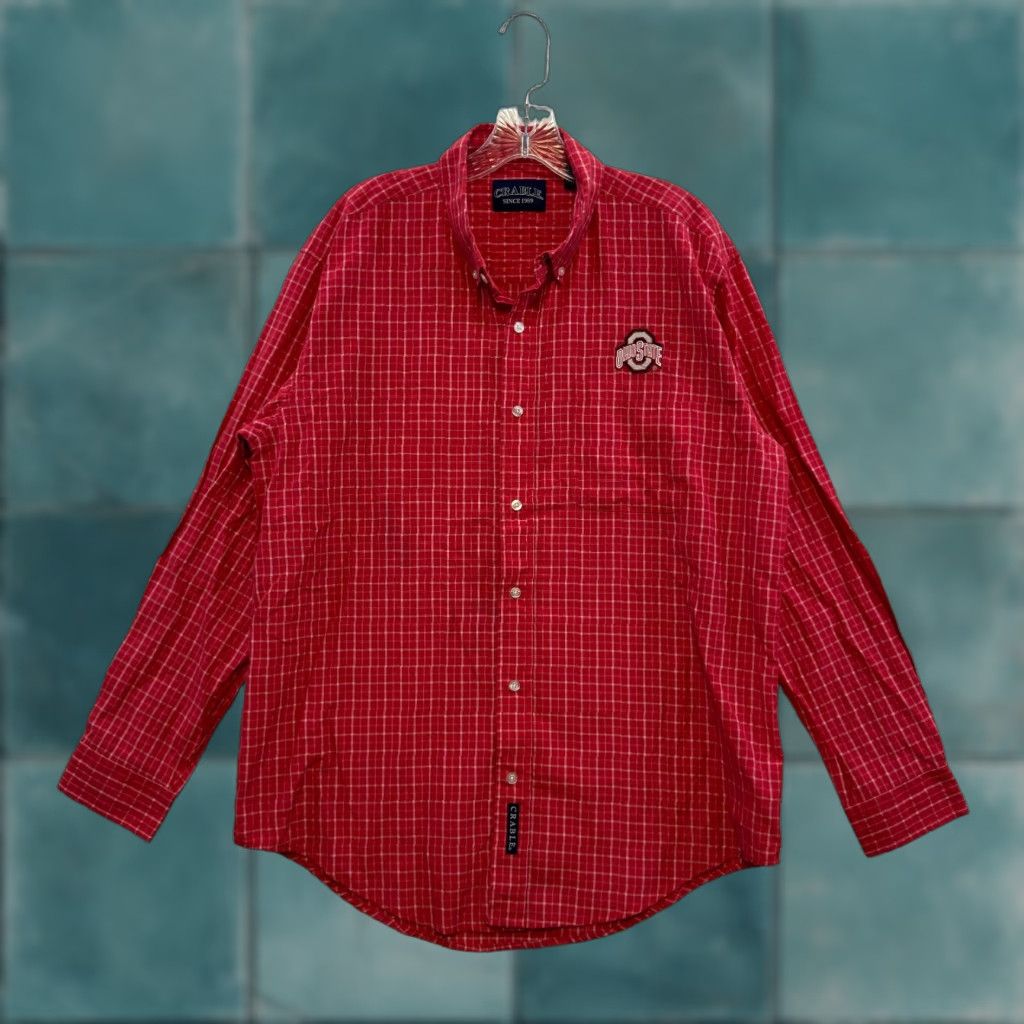Vintage Crable Ohio State Button-Up Shirt Red Plaid Long Sleeve College University Mens L Size US L / EU 52-54 / 3 - 1 Thumbnail