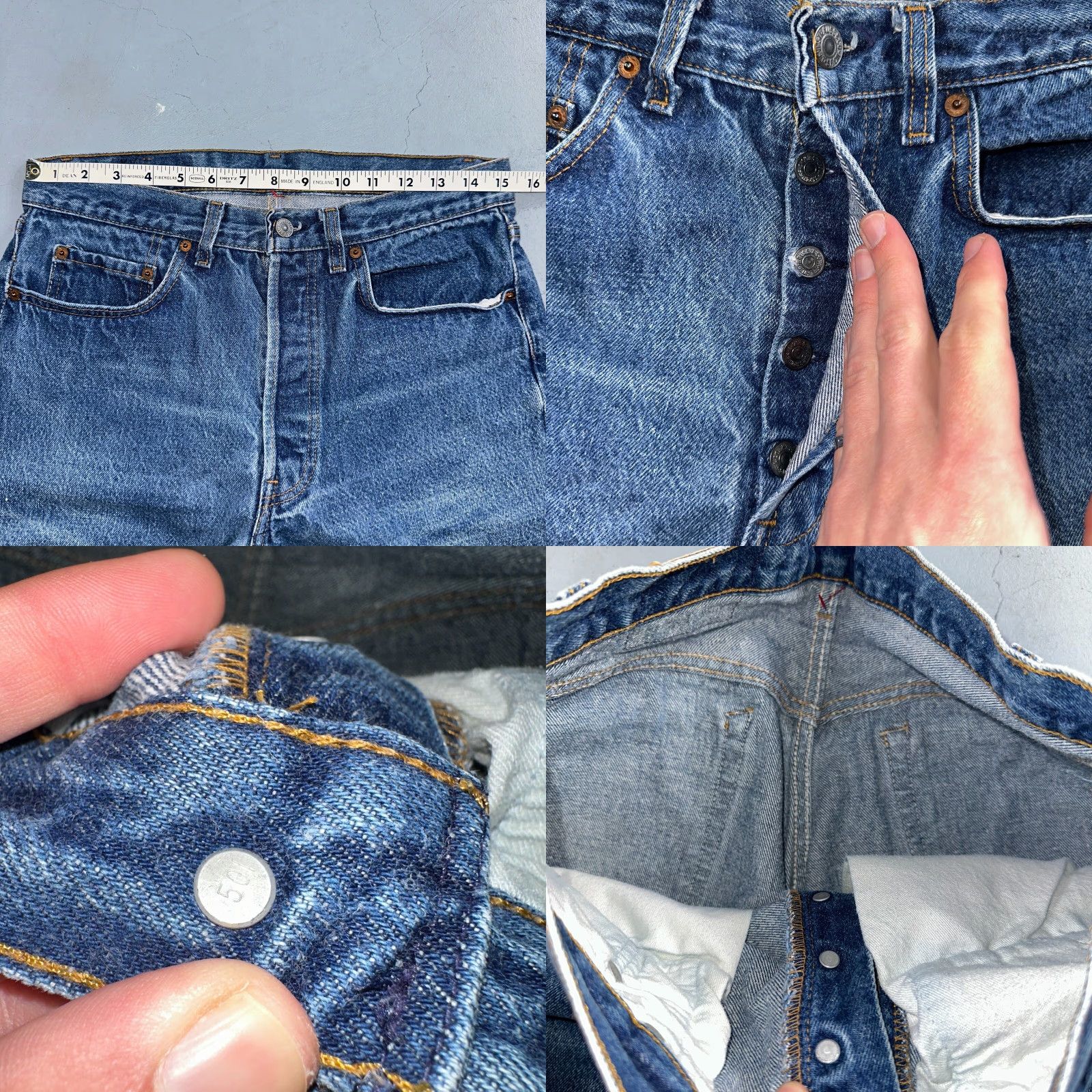 Levi's VINTAGE Levi's 501 Jeans Straight Leg 33x32 Blue Medium Wash 90s Mens Size US 33 - 8 Thumbnail