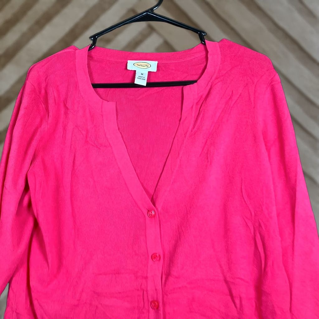 Talbots Talbots Womens Sweater Pink Cardigan V Neck 3/4 Sleeve Button Front Medium Size M / US 6-8 / IT 42-44 - 1 Thumbnail
