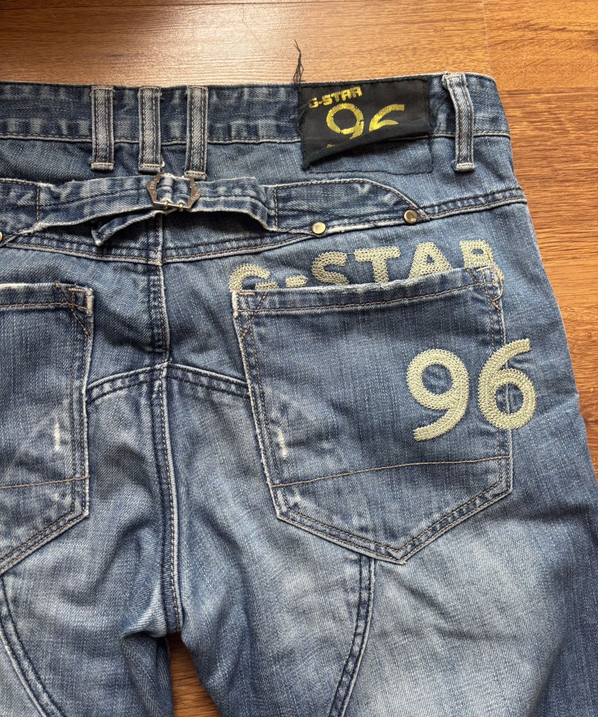 Affliction Vintage G Star Raw 96 Embroidered Buckle Jeans Denim Size US 34 / EU 50 - 3 Thumbnail