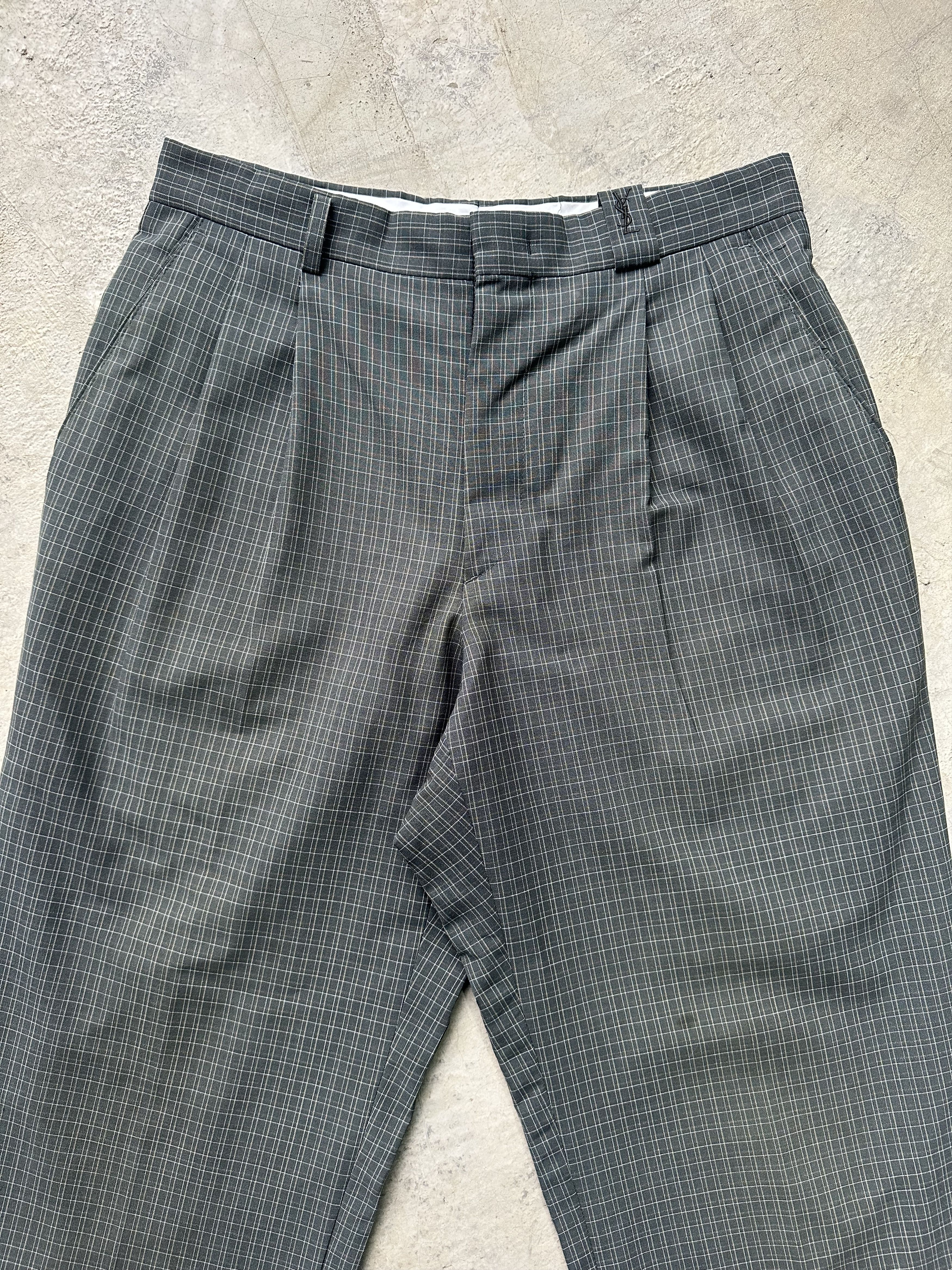 Yves Saint Laurent YvesSaintLaurent Pour Homme Green Tartan Plaid Trouser Pants Size US 28 / EU 44 - 4 Thumbnail