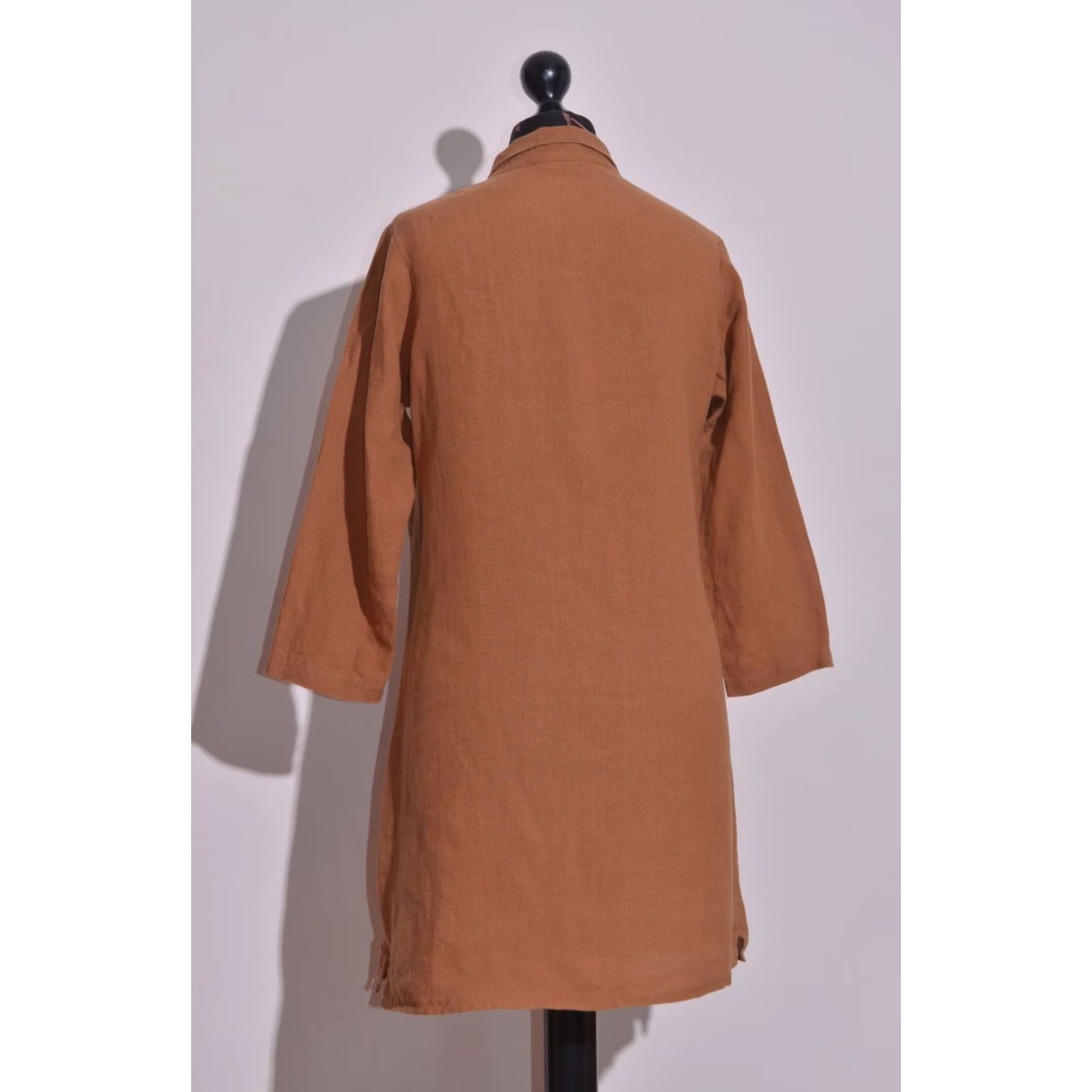 Vintage TOAST Shirt Dress 100% Linen Rust Brown Button Front Womens Size 10 Size L / US 10 / IT 46 - 4 Thumbnail
