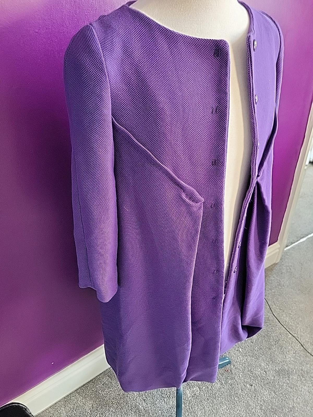 Alberta Ferretti Alberta Ferretti Cocoon Ladies Waffle Knit Coat Purple 10 Size M / US 6-8 / IT 42-44 - 7 Thumbnail