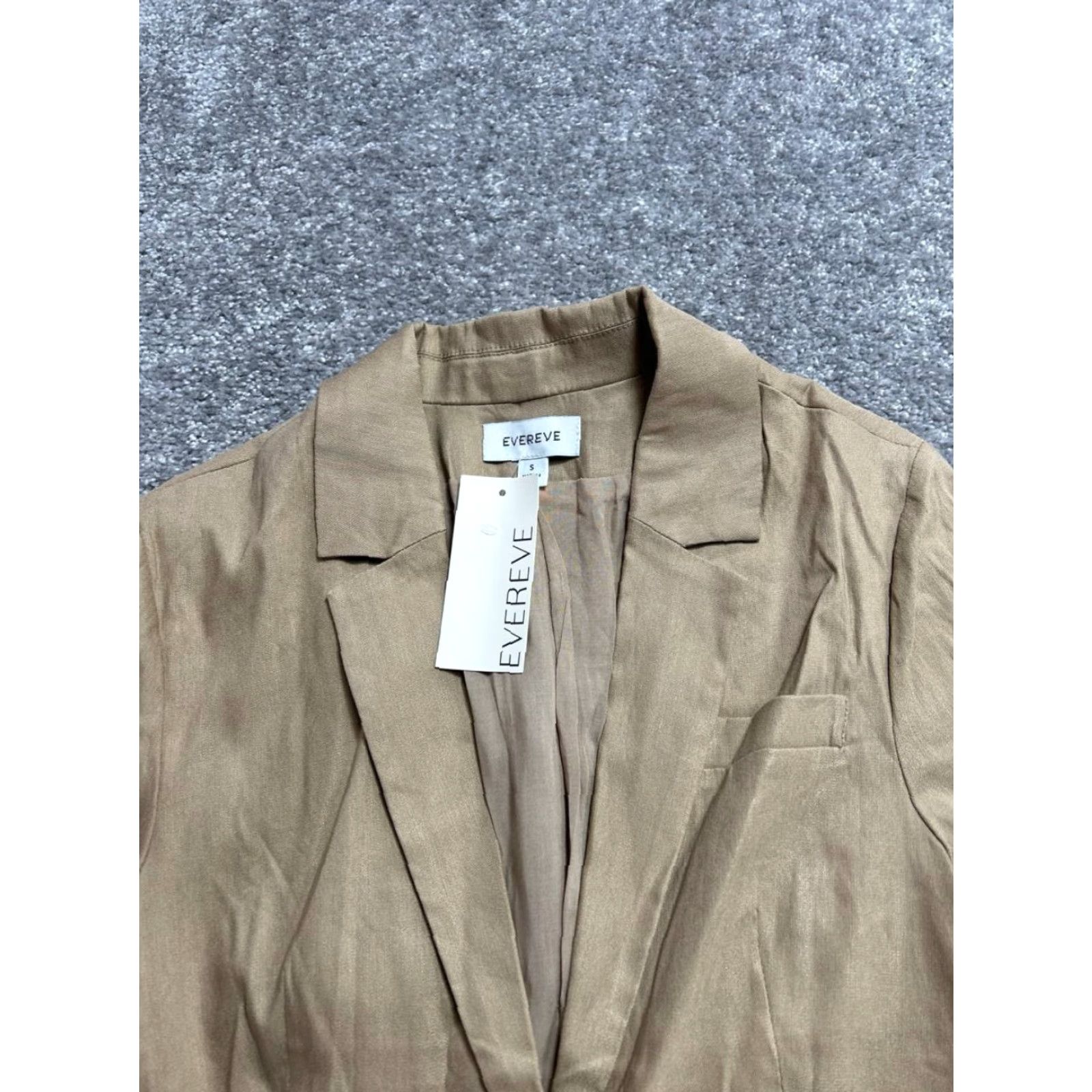 Vintage Evereve Grayson Blazer Jacket Women Small Beige Linen Single Breasted Formal New - Vintage? No Size S / US 4 / IT 40 - 3 Thumbnail