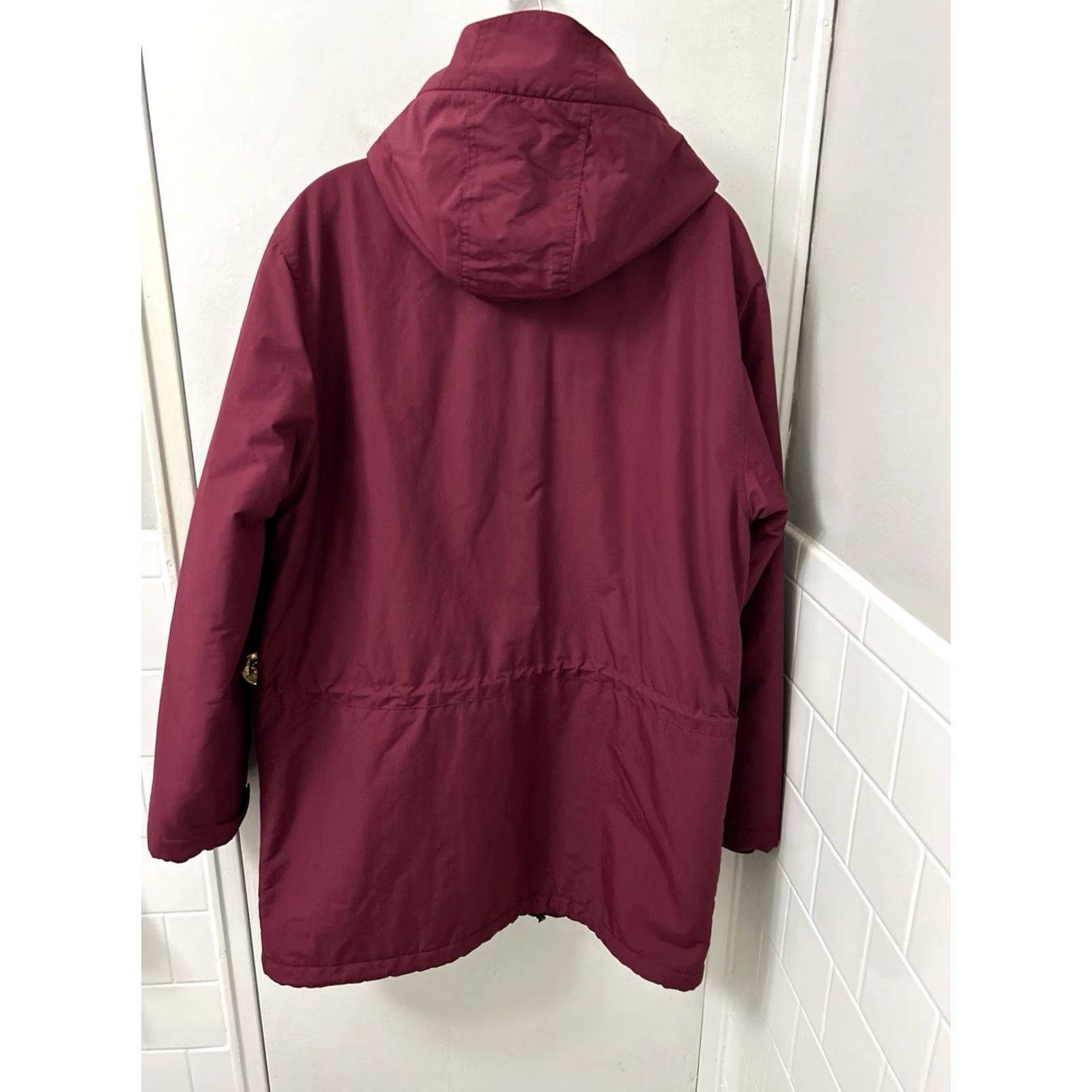 Lands' End Lands' End Squall Parka Jacket Mens M Maroon Full Zip Hooded Insulated Fleece Lined Pocketed Mid-Length Regualr Fit Size US M / EU 48-50 / 2 - 5 Thumbnail