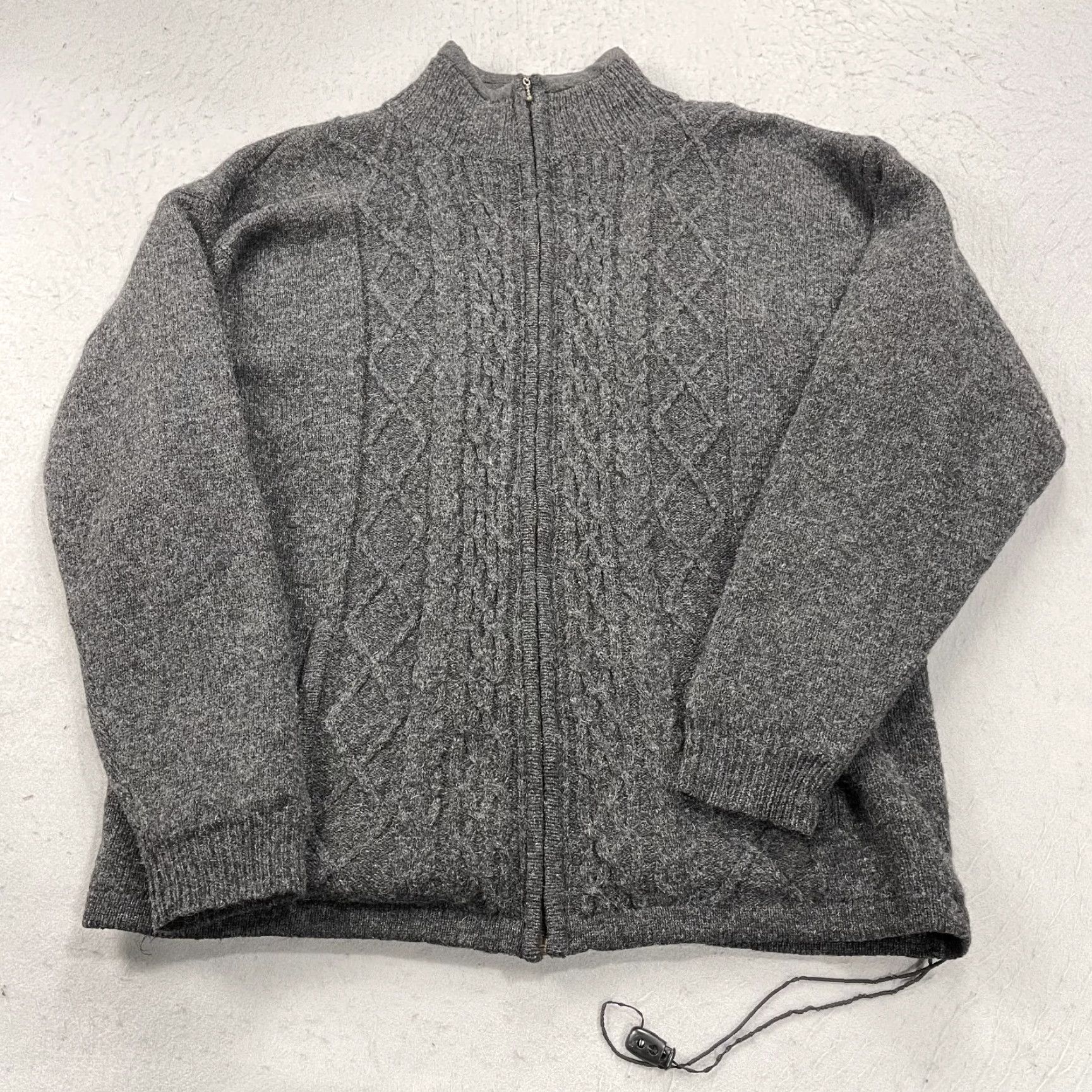 Vintage VINTAGE Carraigdonn Sweater Womens XL Gray Cardigan Cable-Knit Wool Zip Ireland Size XL / US 12-14 / IT 48-50 - 2 Thumbnail