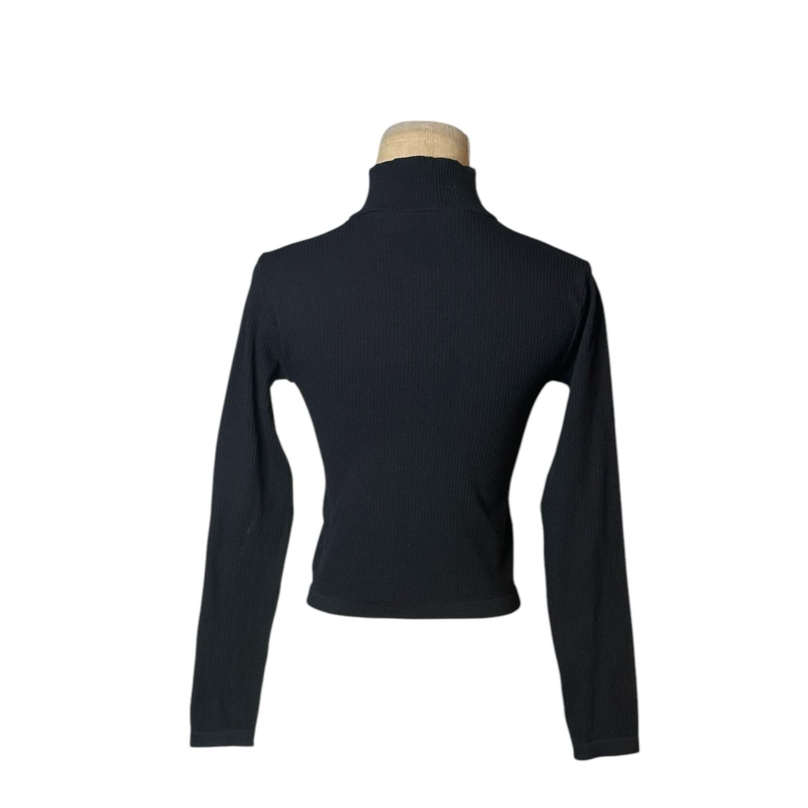 Zara Zara black long sleeves ribbed fitted high neck top size XS Size XS / US 0-2 / IT 36-38 - 9 Thumbnail