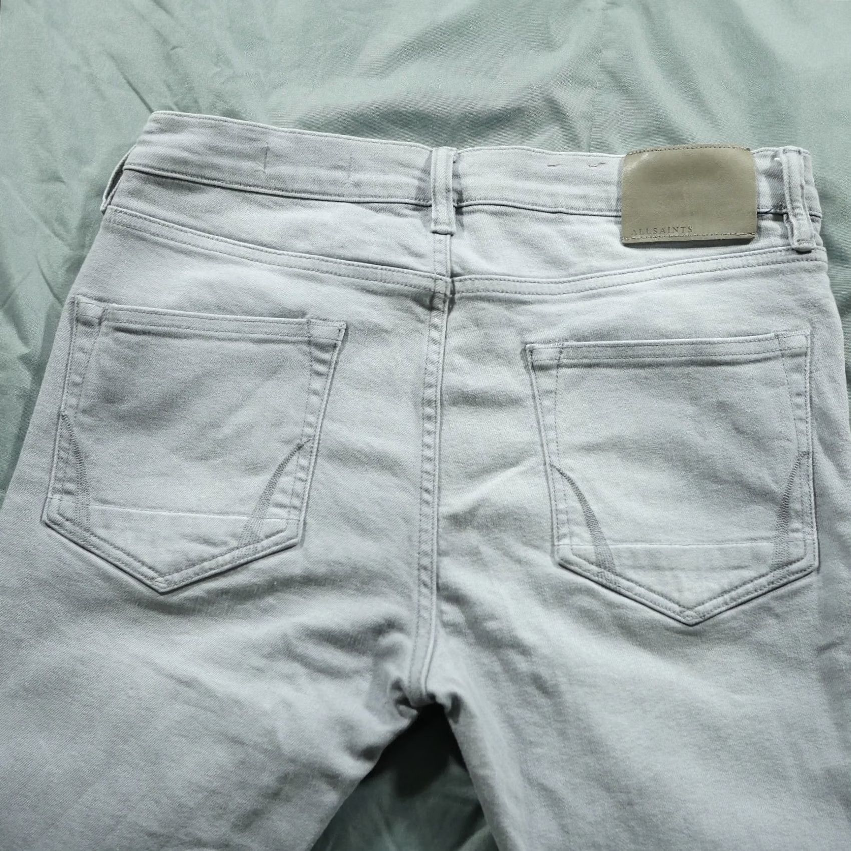 Allsaints AllSaints Jeans Slim Cigarette 32x32 Gray Light Denim Men Regular Adult Light Wash 5-Pocket Logo Hip Hop Band Rock Skinny Style Jeans Mens Size US 32 / EU 48 - 3 Thumbnail