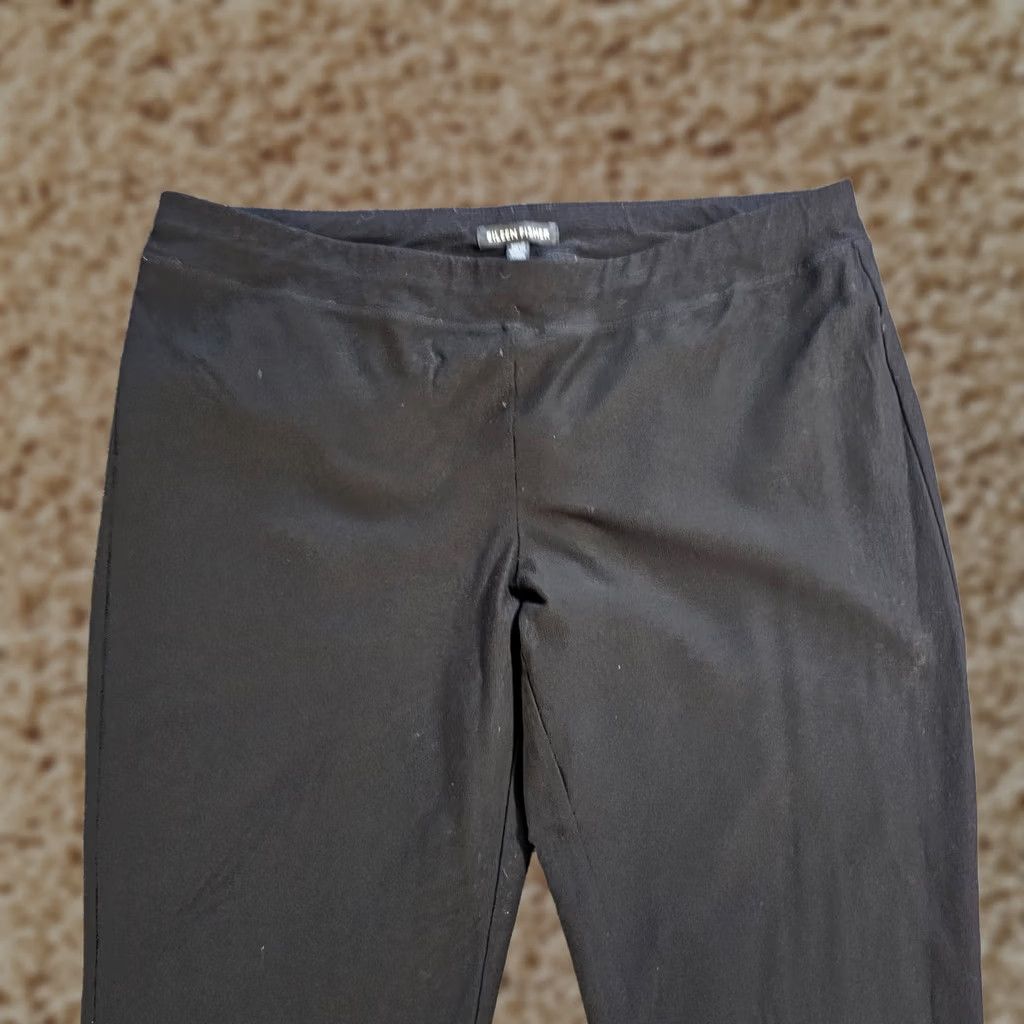 Eileen Fisher Eileen Fisher Pants Womens Medium Pull On Leggings Elastic Waist Mid Rise Casual Knit Black Ankle Length 27in Flat Front Tapered Size 32" / US 10 / IT 46 - 1 Thumbnail