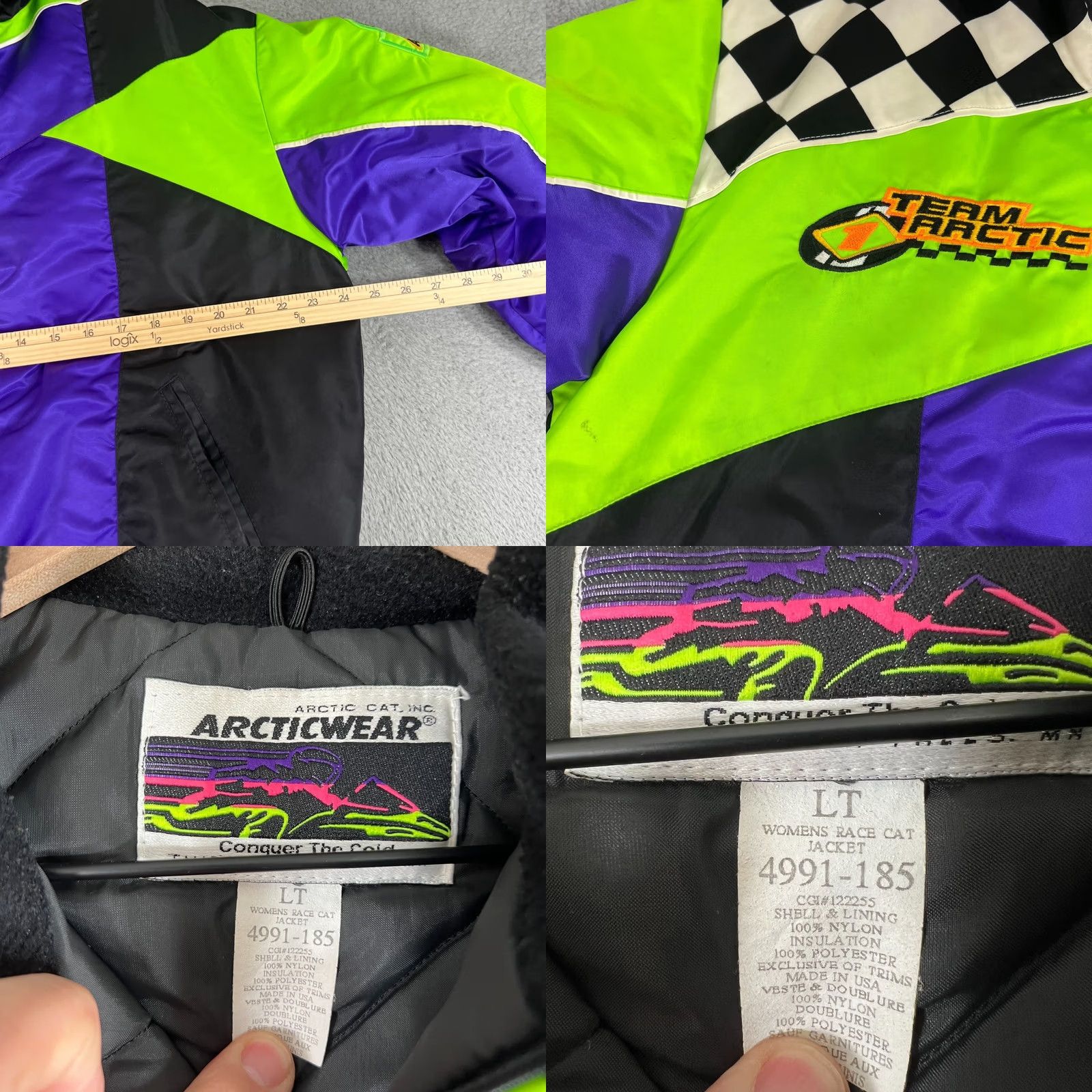 Vintage 90s ArcticCat ArcticWear Snowmobile Bomber Jacket Women’s LT Black Size L Regular Sweat/Preowned Size L / US 10 / IT 46 - 8 Thumbnail