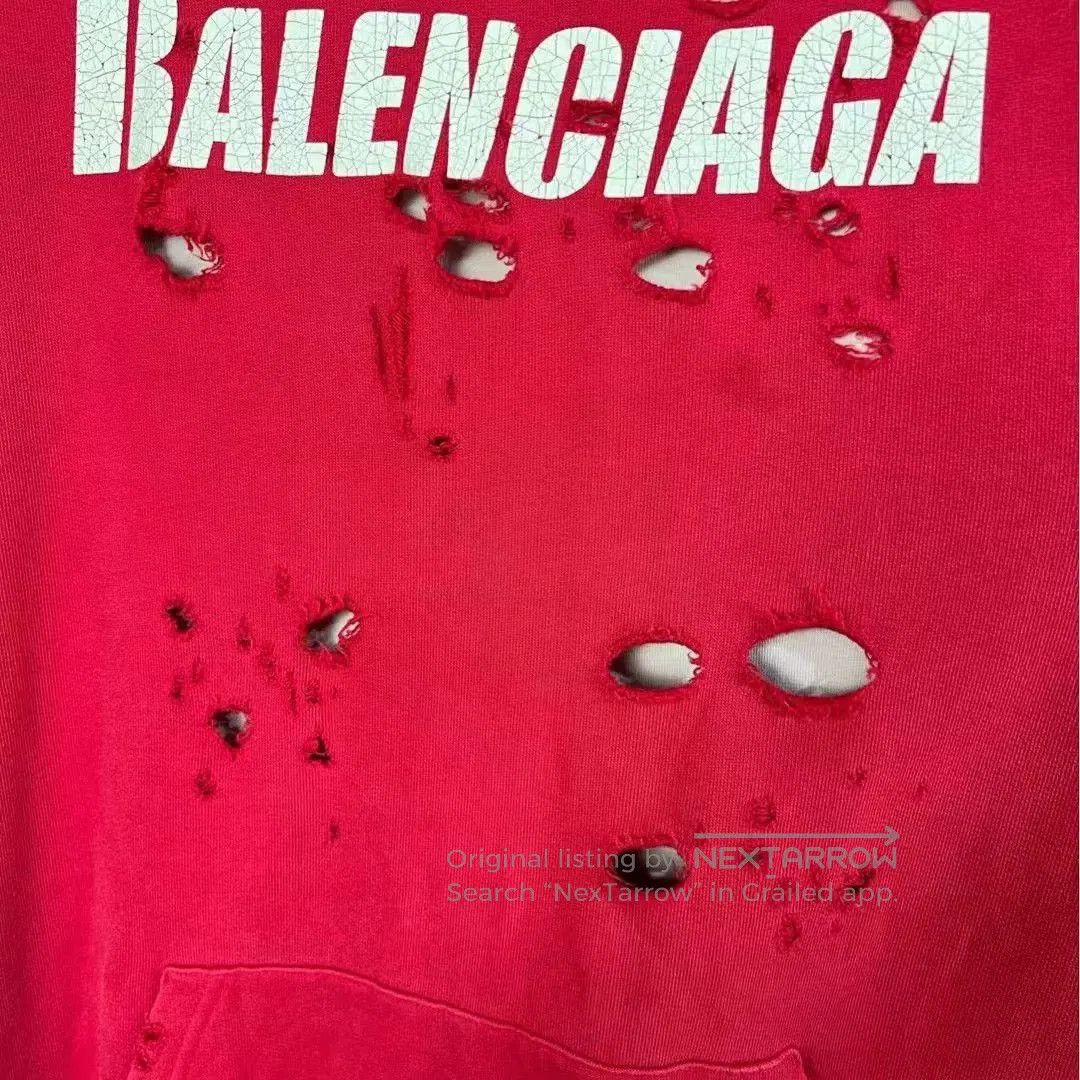 Balenciaga balenciaga red logo distressed hoodie. Size US XS / EU 42 / 0 - 4 Thumbnail