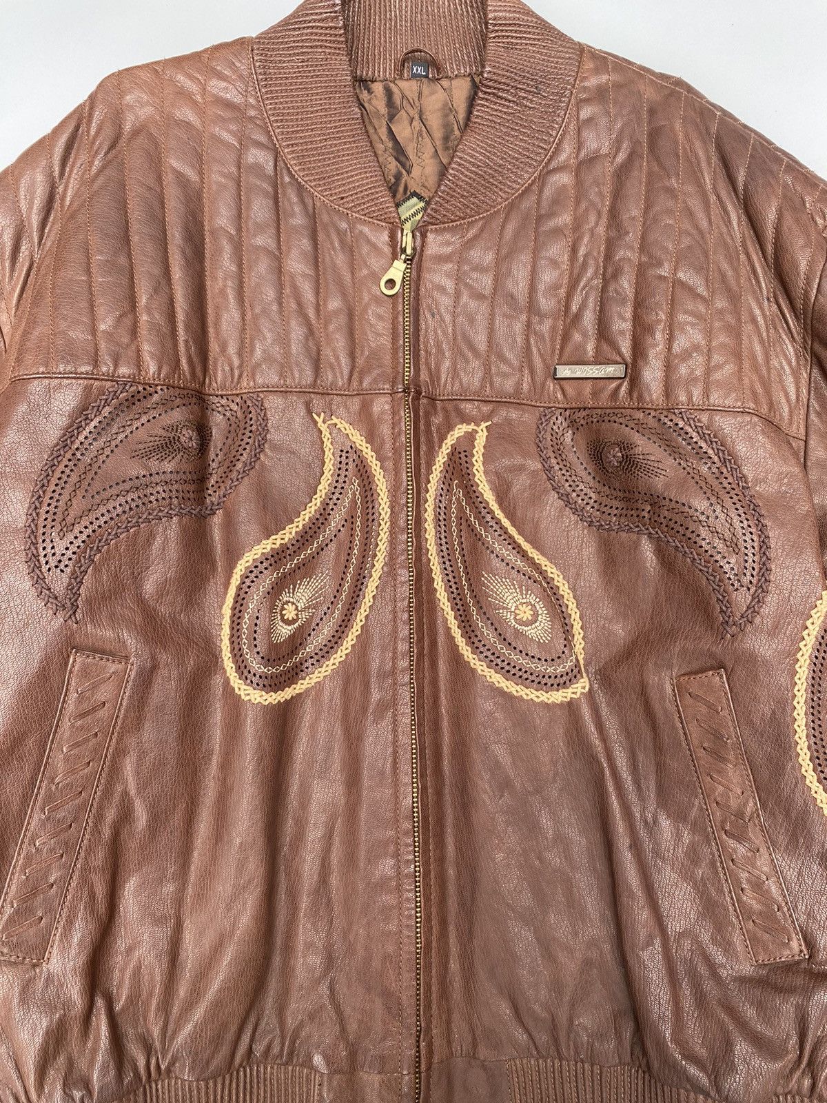 Al Wissam Al- Wissam- Indian Heritage Mango Pattern Leather Jacket Size US XXL / EU 58 / 5 - 3 Thumbnail