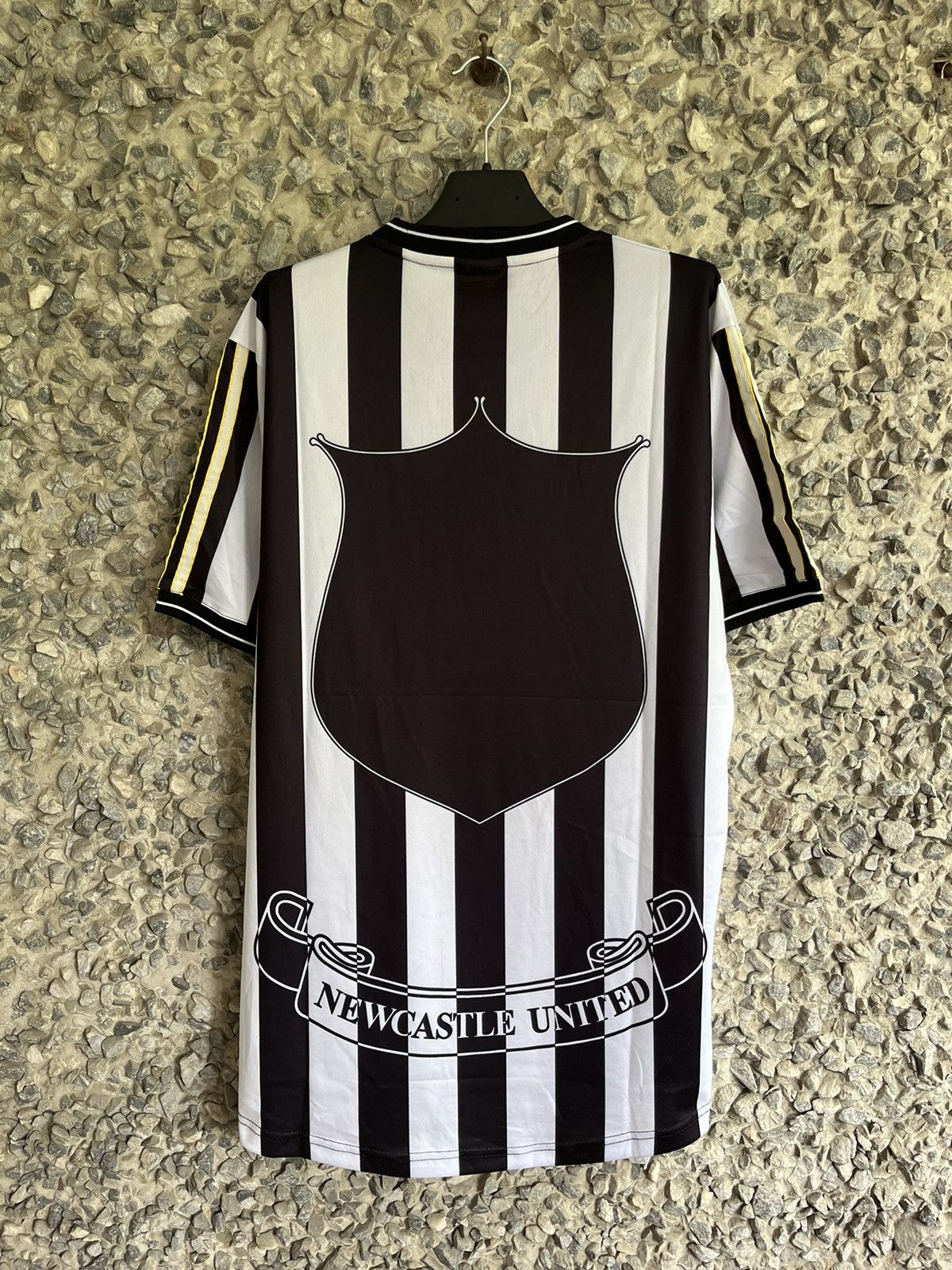 Vintage shops Adidas Newcastle United football jersey 1997 black white youth size Larg