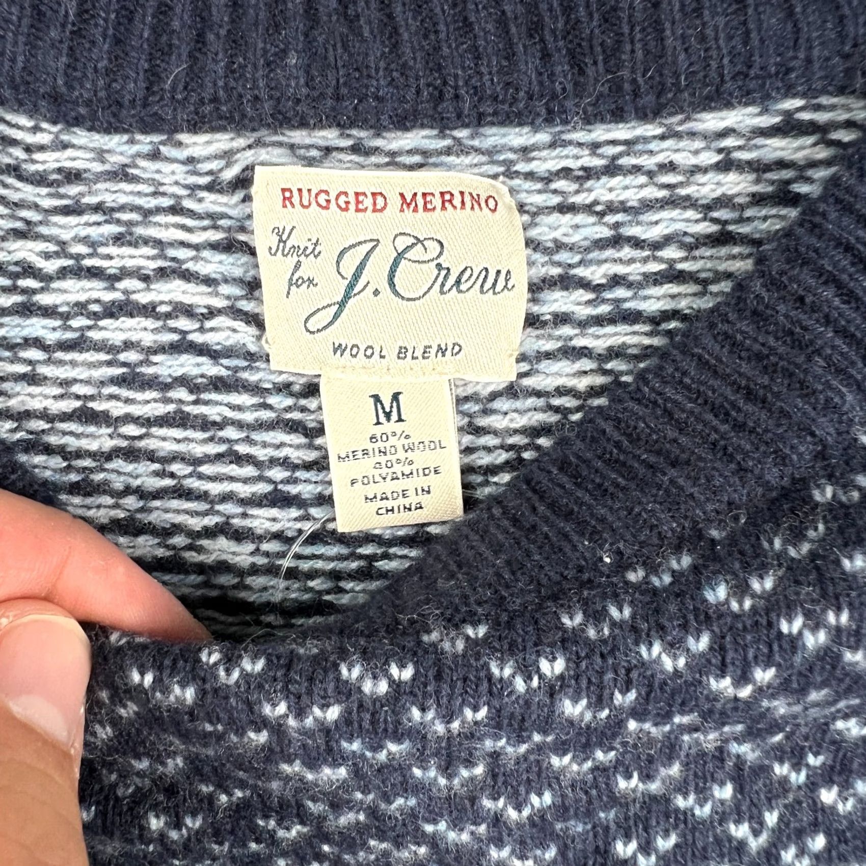 J.Crew J.CREW Rugged Merino Wool Birdseye Crew Pullover Sweater Medium Mens Blue Size US M / EU 48-50 / 2 - 3 Thumbnail