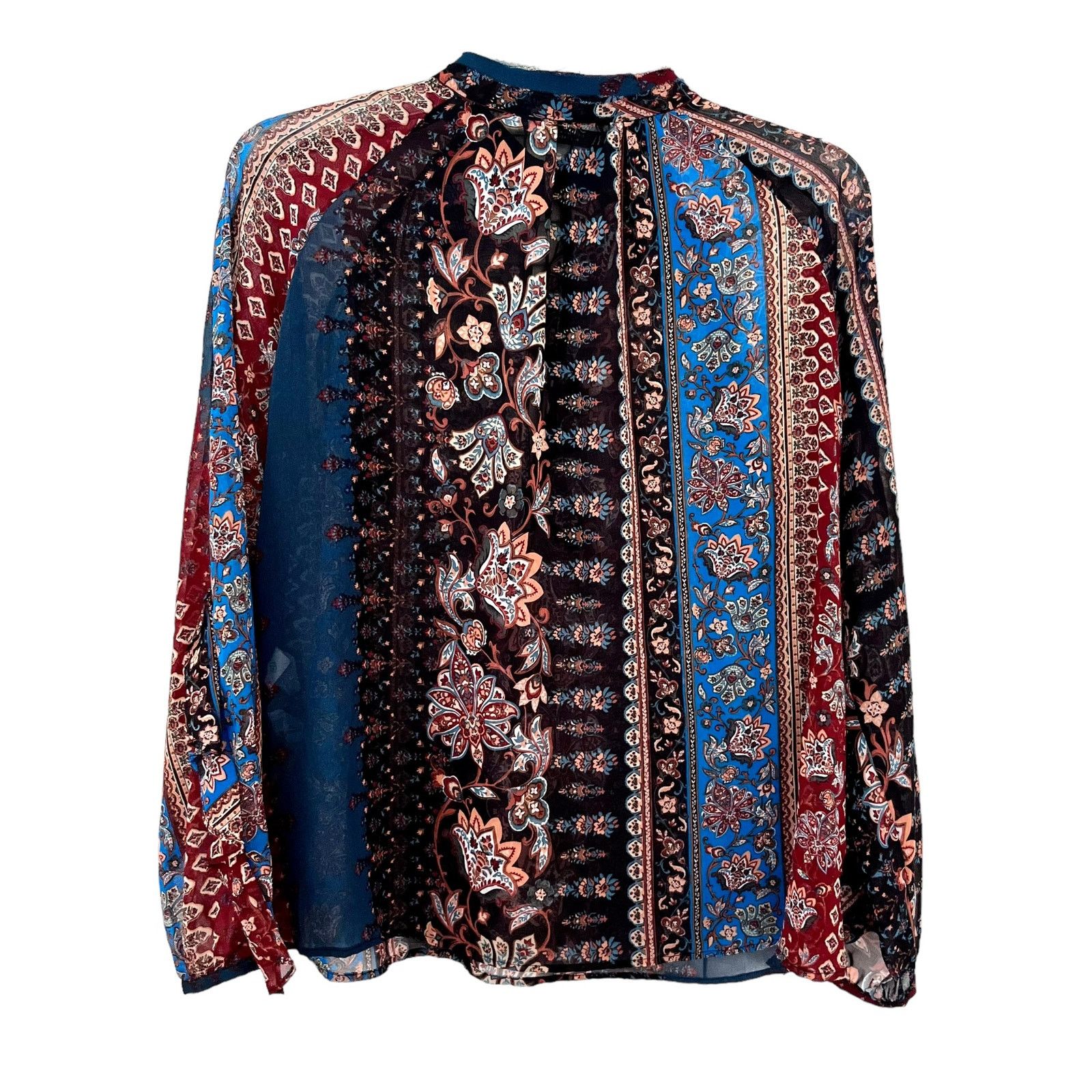 Zara ZARA Multicolor Patchwork Ruffle Chiffon Blouse Top Size S Size S / US 4 / IT 40 - 4 Thumbnail
