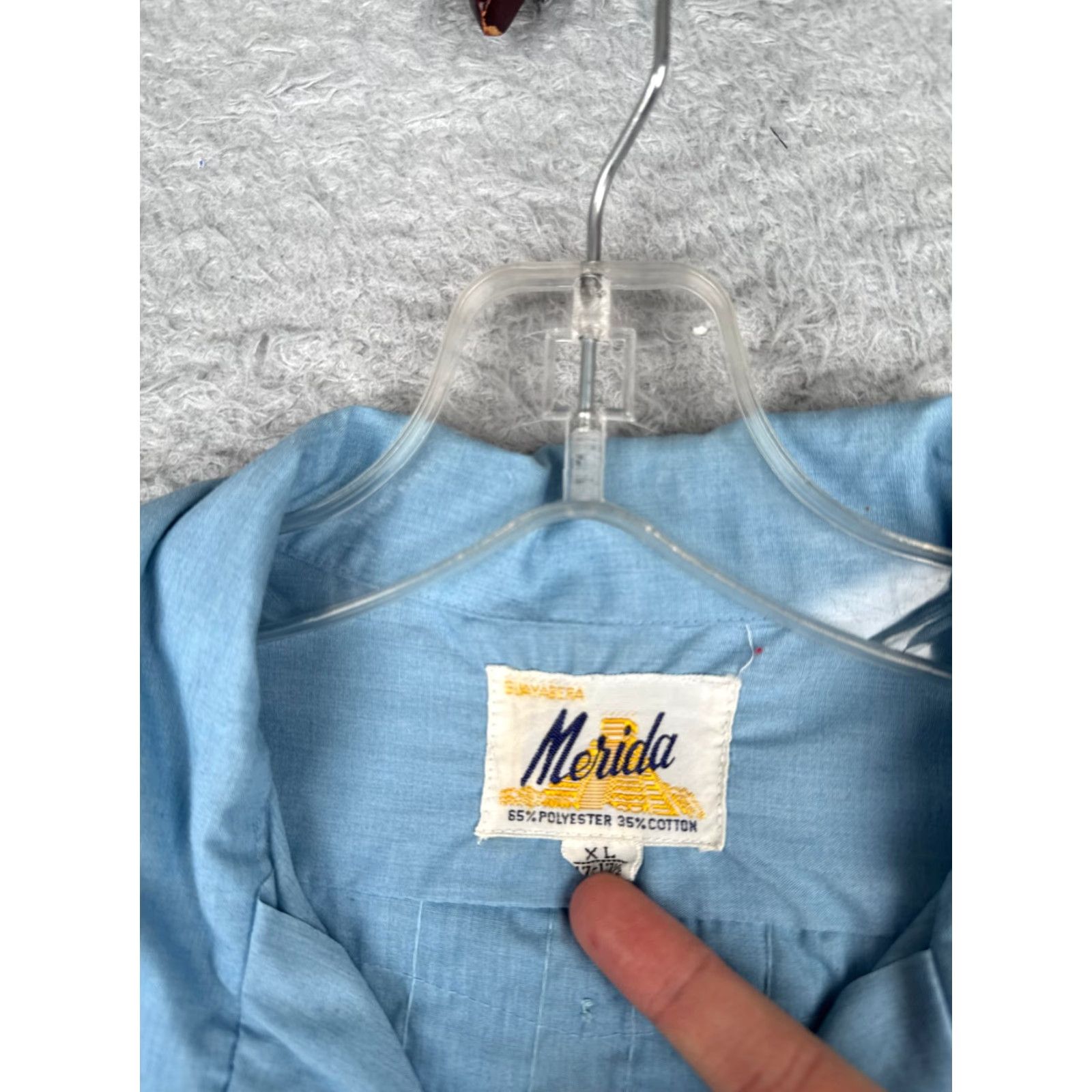 Vintage Merida Shirt Men Adult 17.5 Blue Cotton Polyester Blend 4 Pocket Button-Up Beach Classic Size US XXL / EU 58 / 5 - 6 Thumbnail
