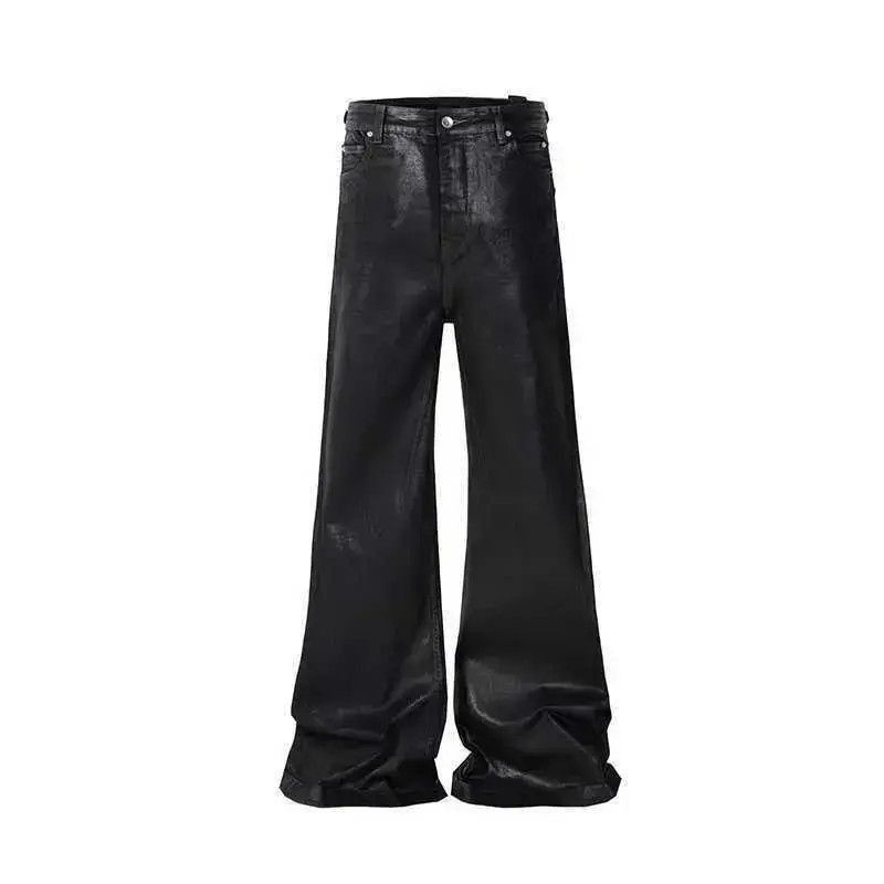 Japanese Brand Coated Brushed Waxed Y2K Micro Flare Jeans Black Size US 30 / EU 46 - 5 Thumbnail