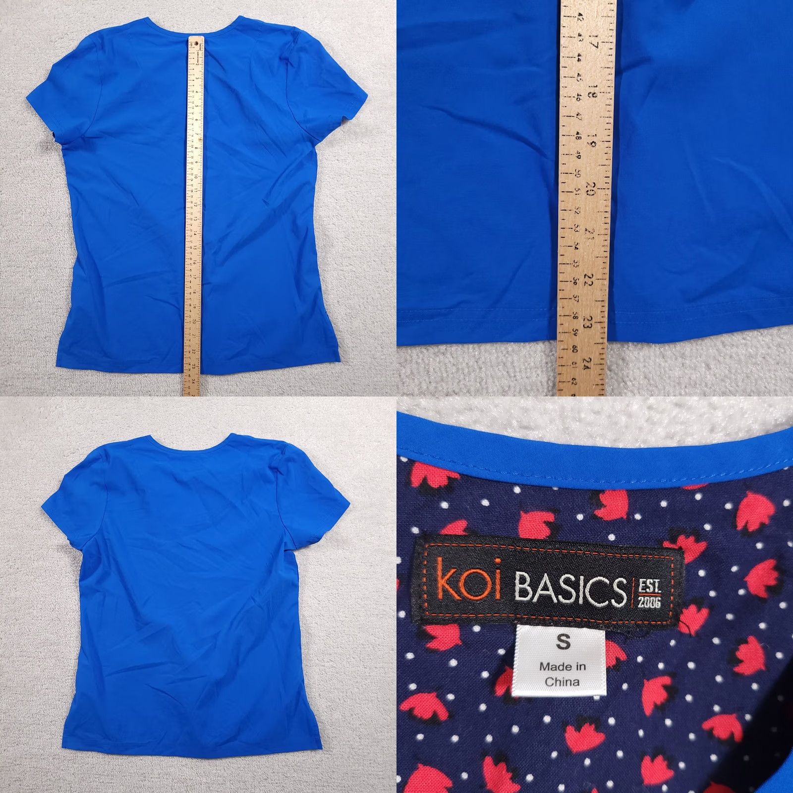 Koio Koi Shirt S Blue Scrub Solid Neck Short Sleeve Medical Pullover Womens Size S / US 4 / IT 40 - 8 Thumbnail