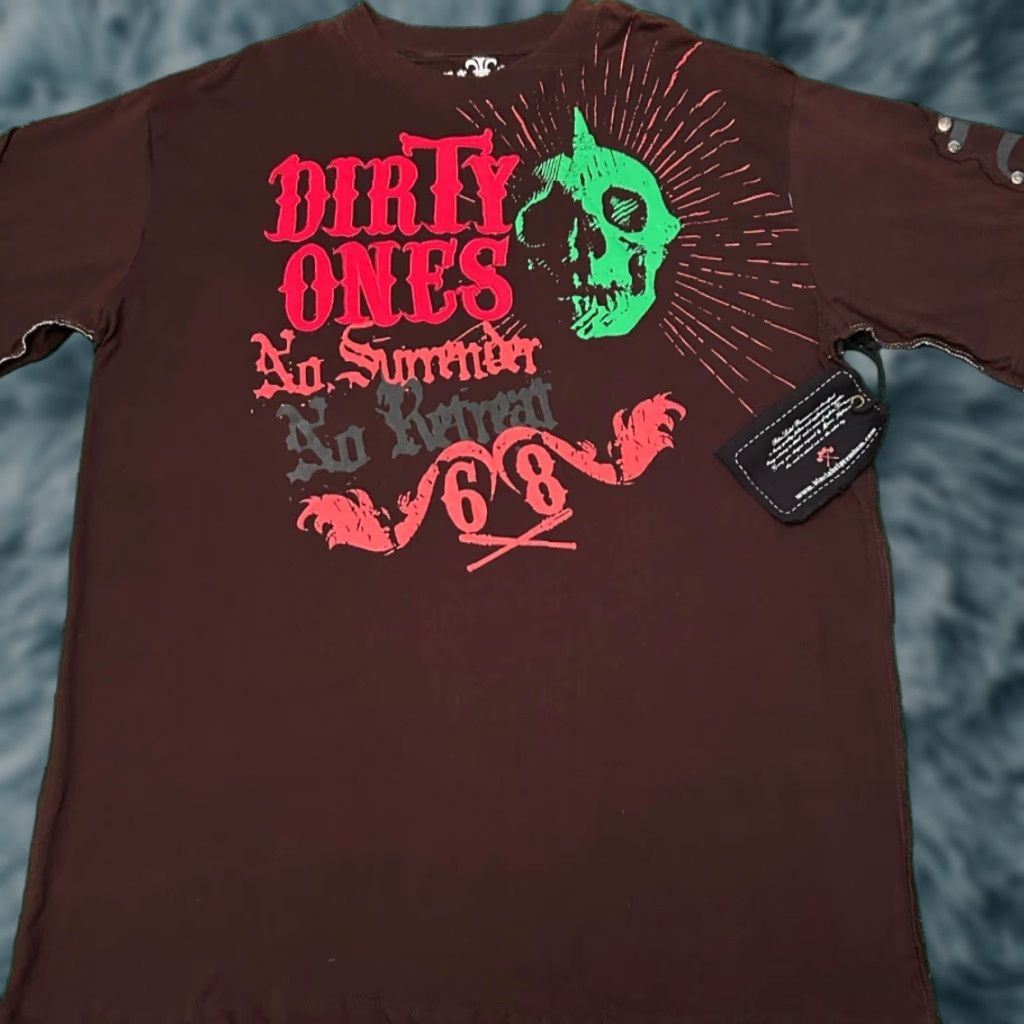 Vintage VINTAGE Blac Label T-Shirt XL Brown Skull Grunge Punk Y2K Sat an Souls Dirty Ones MMA Affliction Biker Hip Hop Skater Mens Size US XL / EU 56 / 4 - 1 Thumbnail