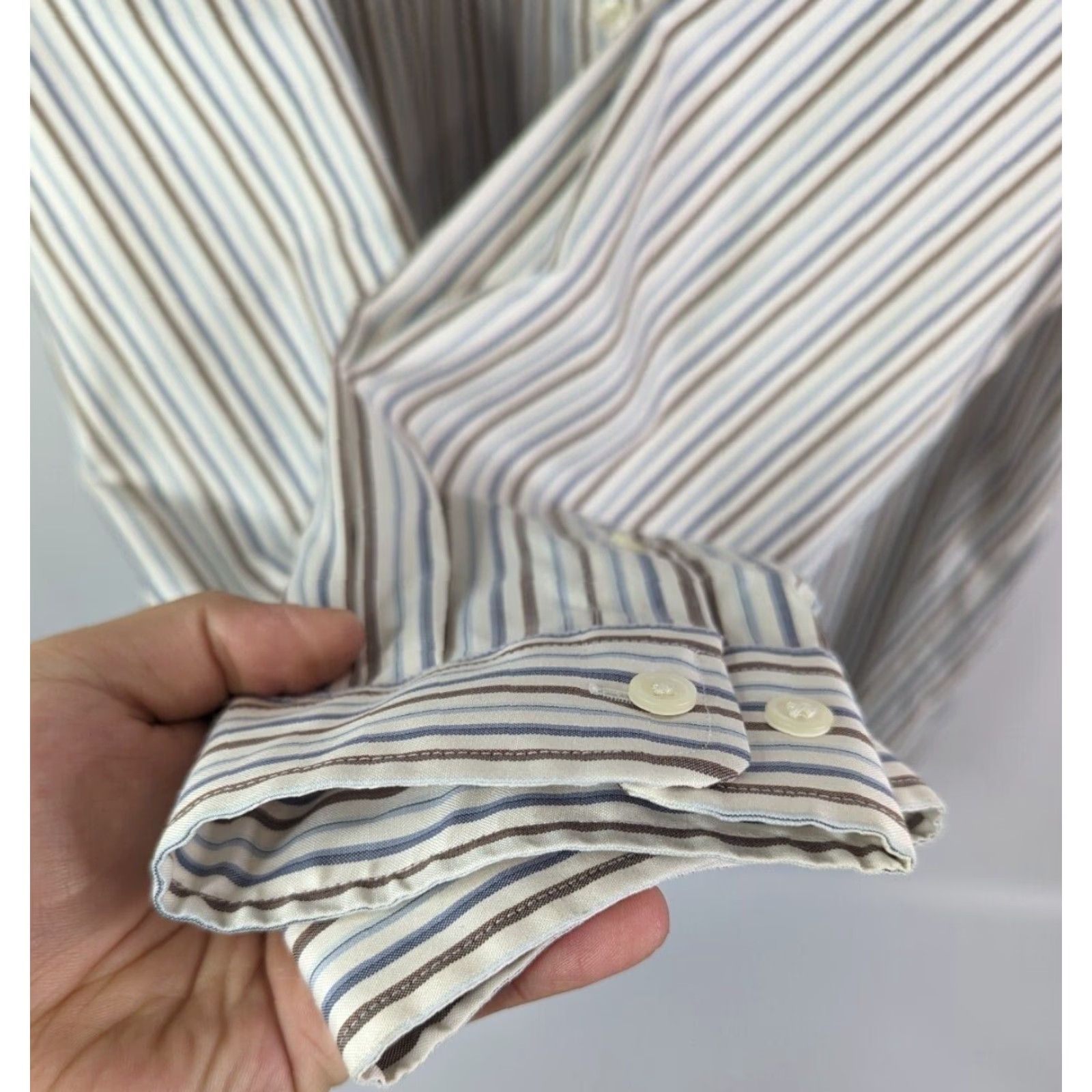 Eddie Bauer Eddie Bauer Shirt Men XL Tall Long Sleeve Button Down Striped Wrinkle Resist Beige Cotton Logo Pockets Size US XL / EU 56 / 4 - 3 Thumbnail