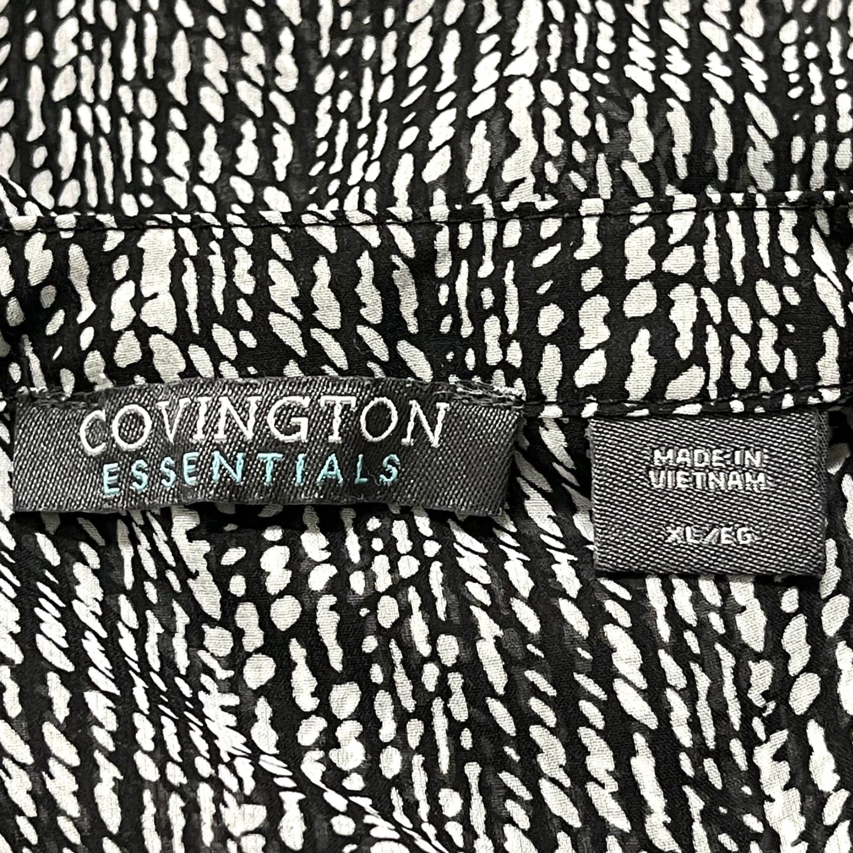 Vintage Covington Blouse Women XL Black White Geometric Long Sleeve V-Neck Button Tunic Casual Business Shirt Size XL / US 12-14 / IT 48-50 - 6 Thumbnail