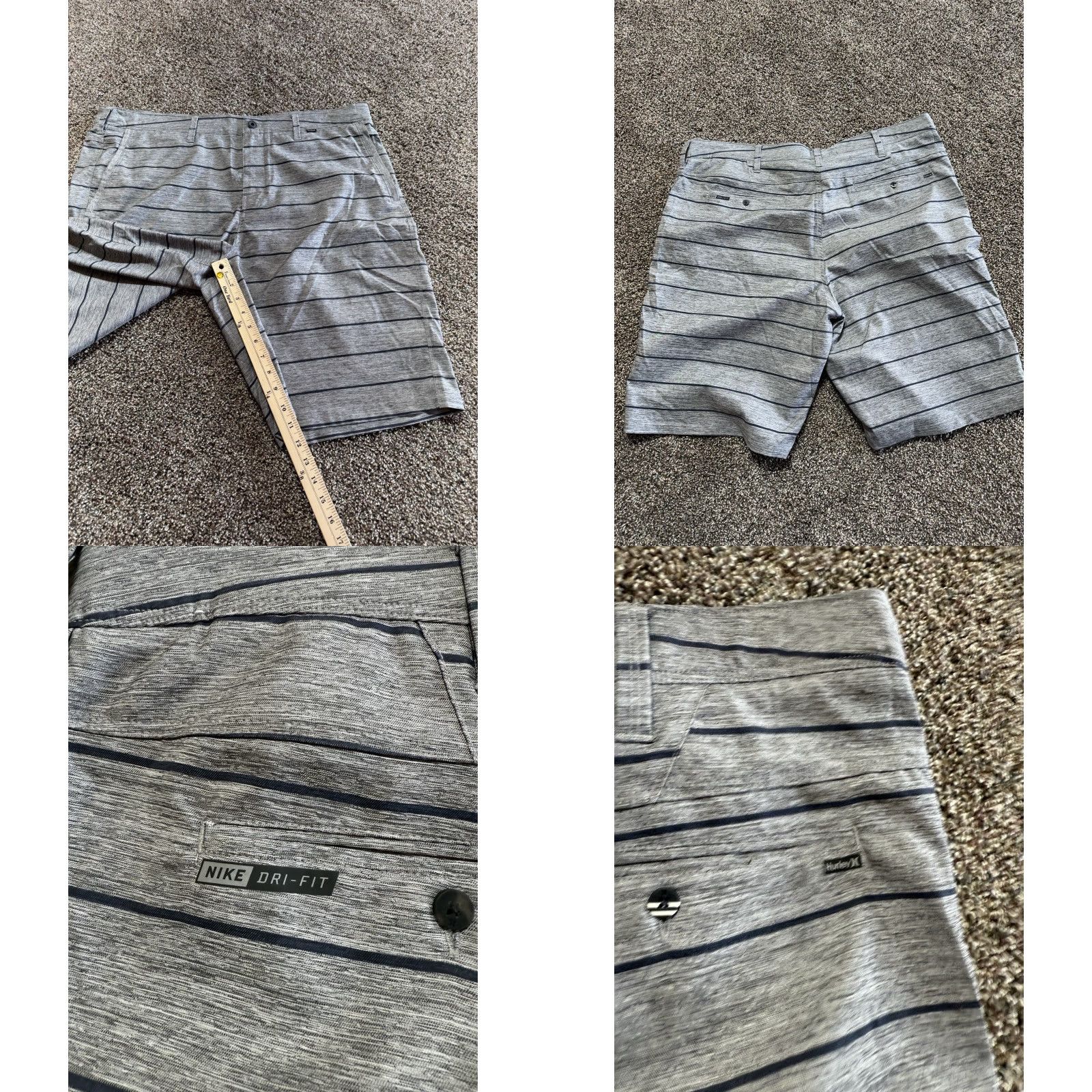 Nike Nike Hurley Mens Shorts Size 40 Gray Striped Lightweight Dri Fit Flex Size US 40 / EU 56 - 8 Thumbnail