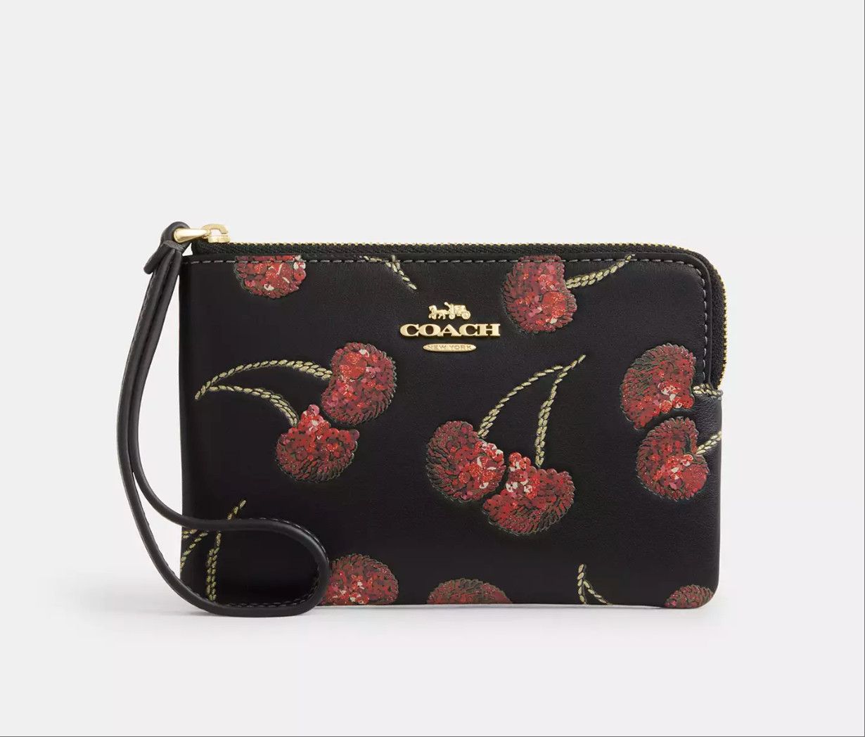 Coach NWT Coach Corner Zip Wristlet With Cherry Print CDF05 Size ONE SIZE - 4 Thumbnail