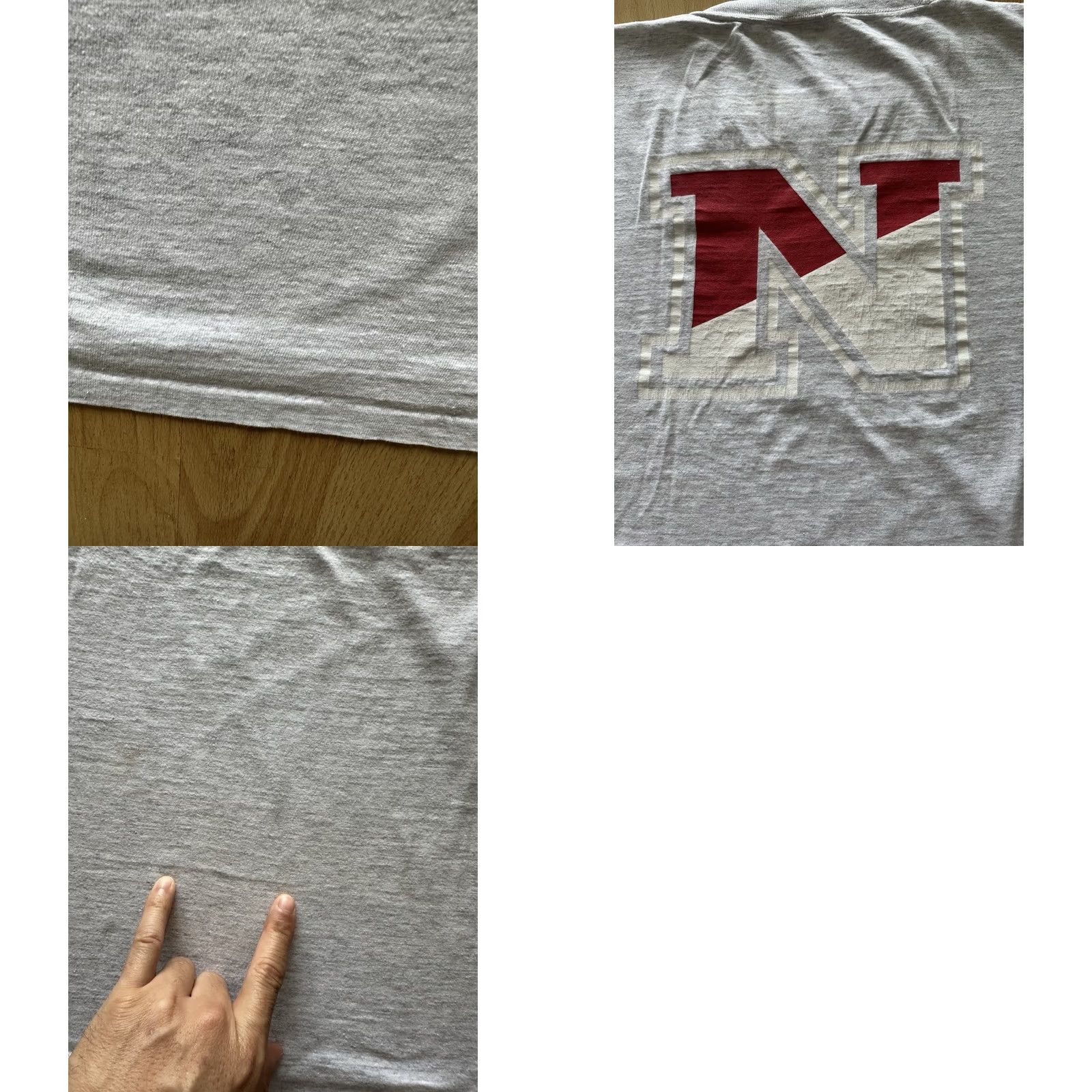 NCAA VINTAGE University Of Nebraska Gray Single Stitch T-Shirt NCAA XL Men XS? Size US XL / EU 56 / 4 - 8 Thumbnail