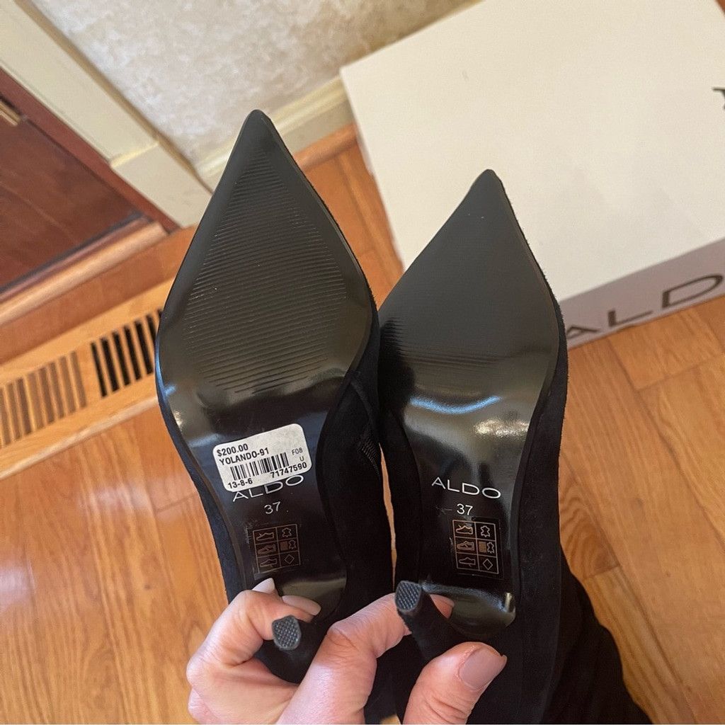 Aldo ALDO Yolando Black Suede over the knee high heels boots 37 Size US 8 / IT 38 - 6 Thumbnail