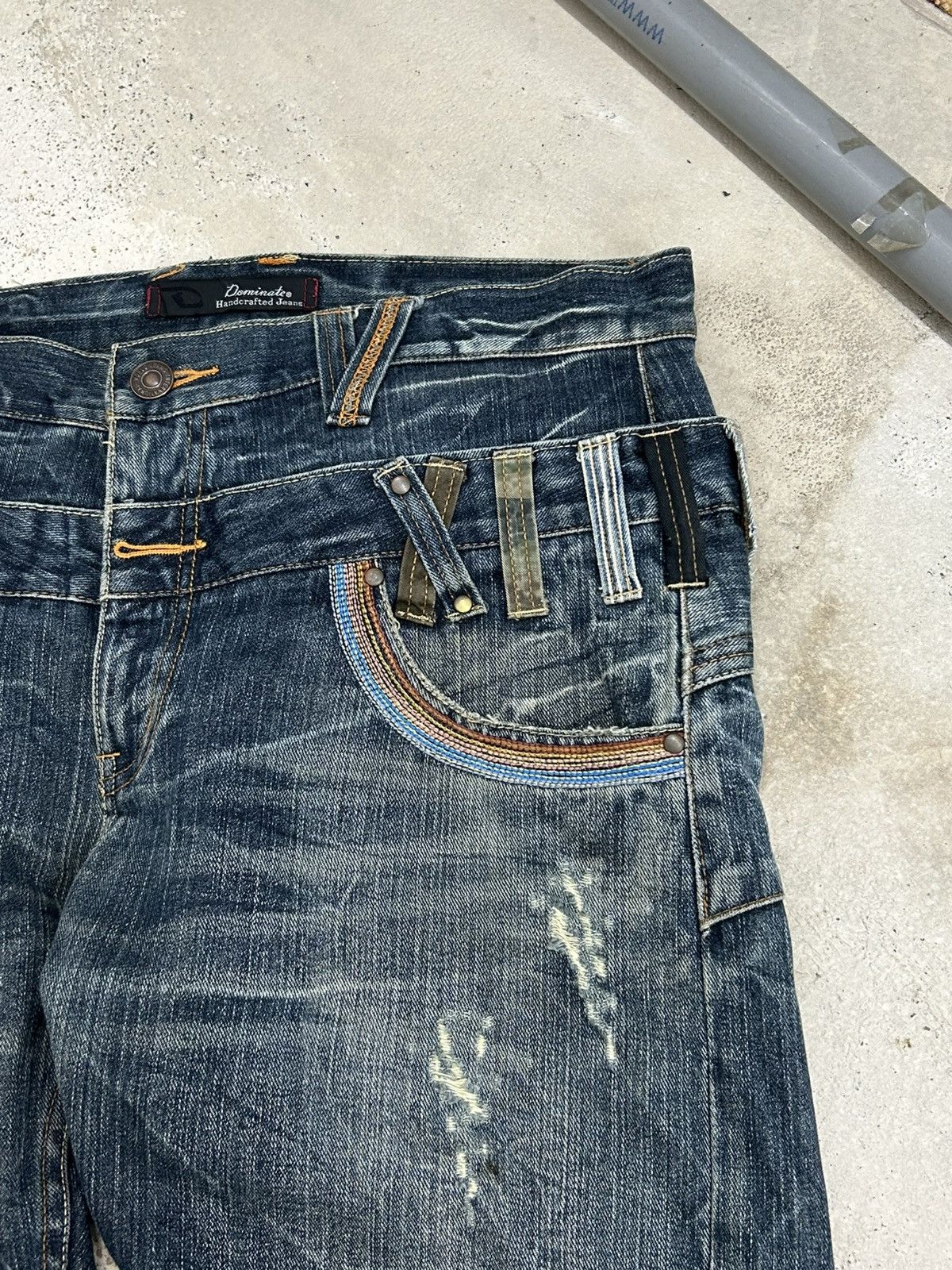 Japanese Brand Vintage Dominate Double Waist Whisker Clawn Mark Distressed Size US 35 - 8 Thumbnail