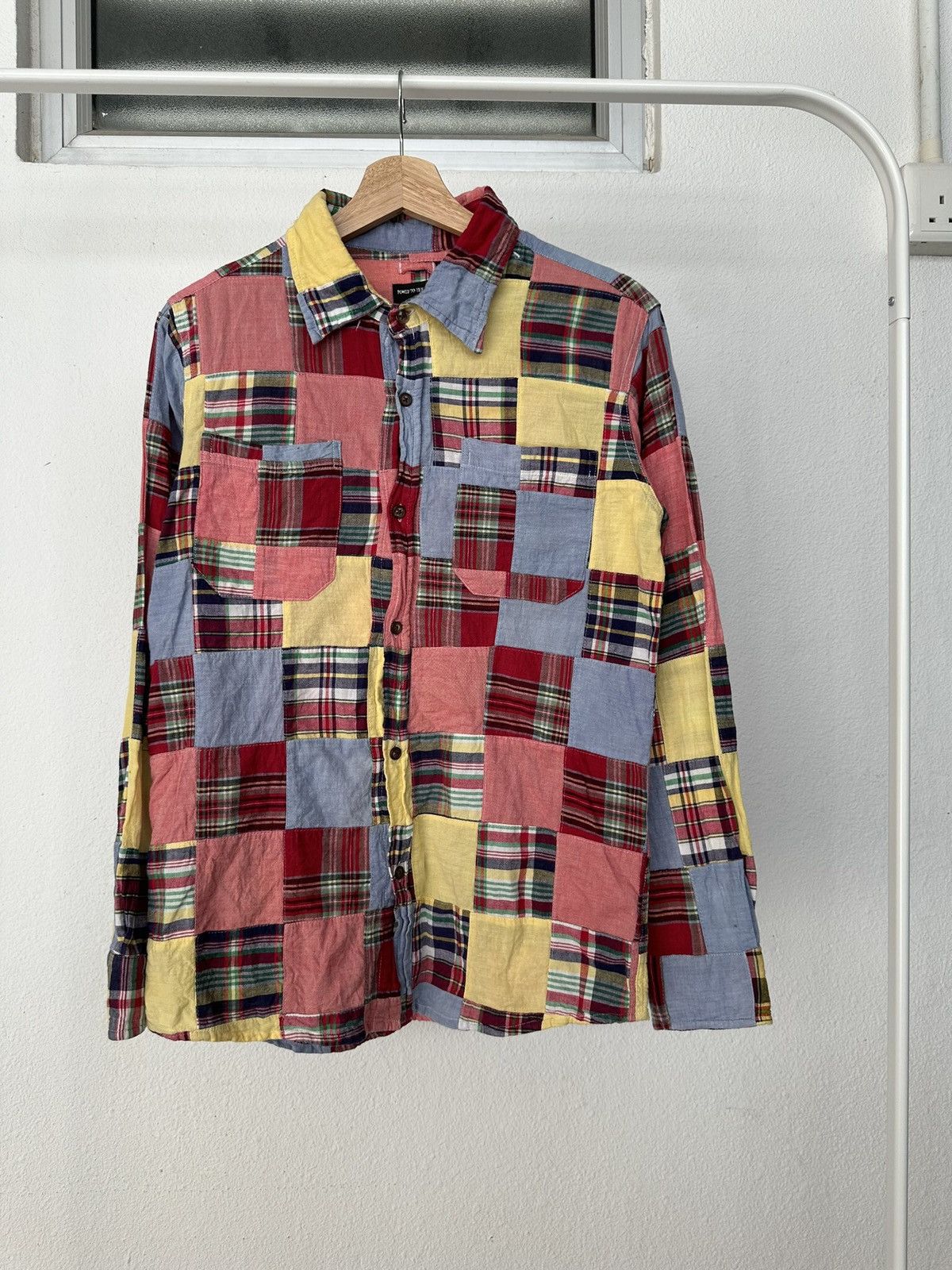 Japanese Brand 2000's Power to The People ( PTTP ) madras patchwork shirt Size US M / EU 48-50 / 2 - 8 Thumbnail