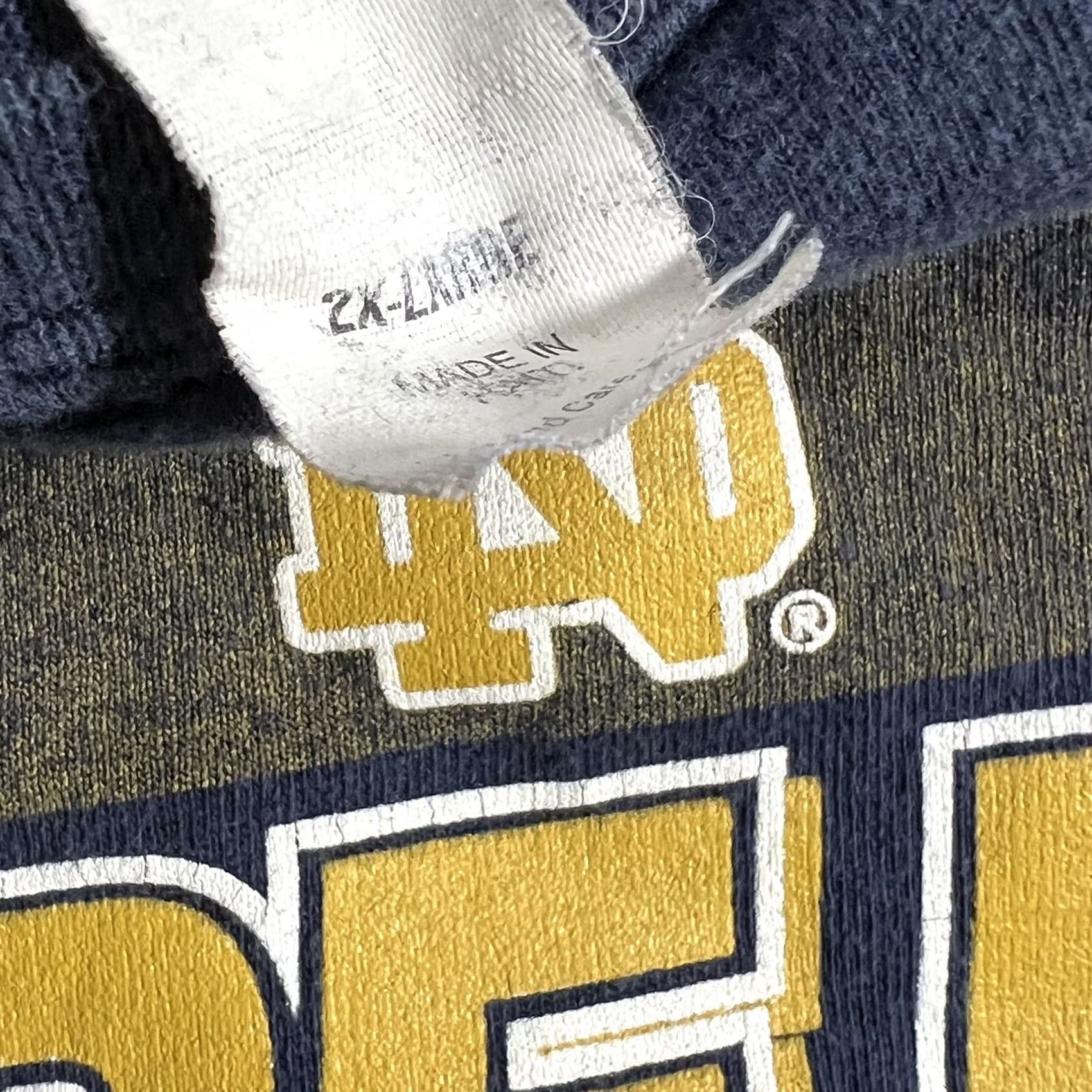 Vintage VINTAGE Notre Dame Fighting Irish Football T-Shirt 2XL Men Blue MV Sport Size 2XL Tshirt Size US XXL / EU 58 / 5 - 4 Thumbnail